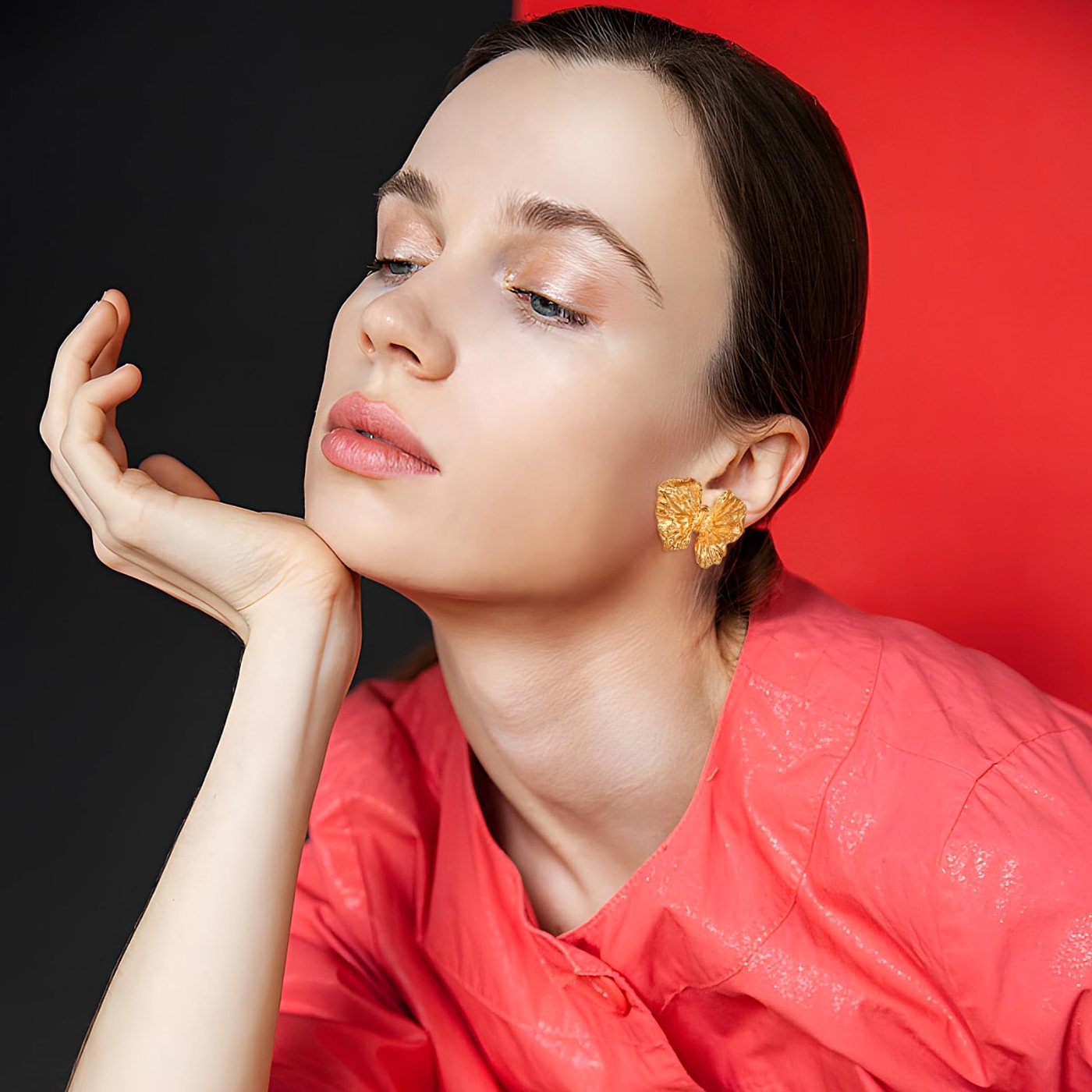 YUJIE Butterfly Stud Earrings, view 4
