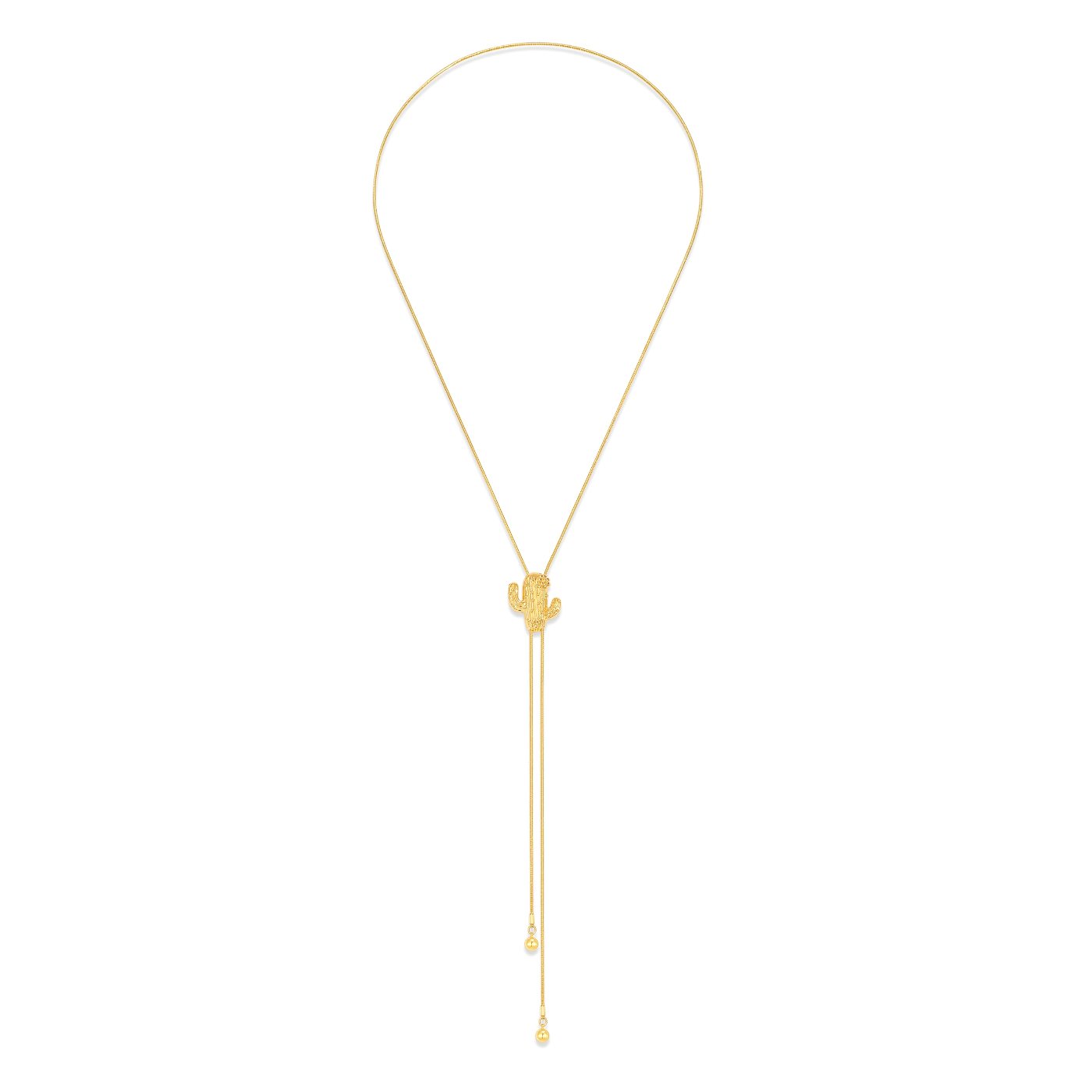 YUJIE Cactus Lariat, Cactus Motif, gold tone