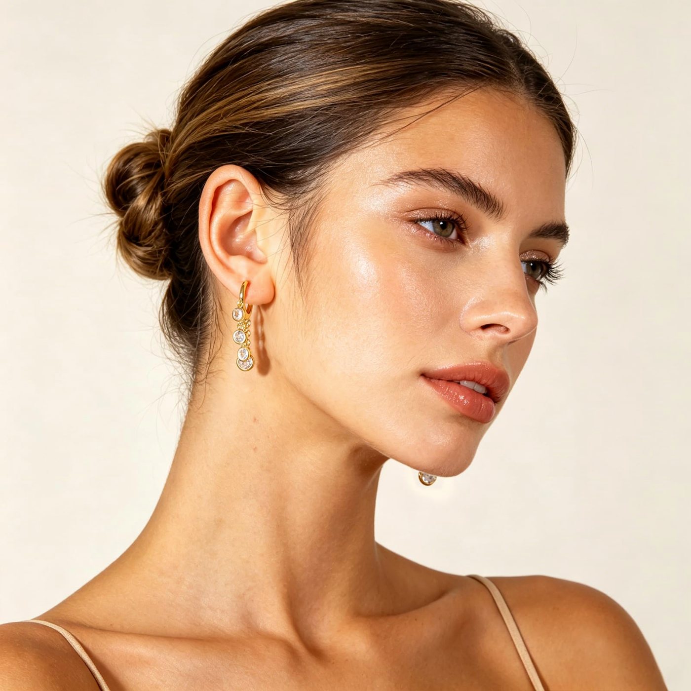 YUJIE Chain Drop Earrings, Bezel Set, view 3