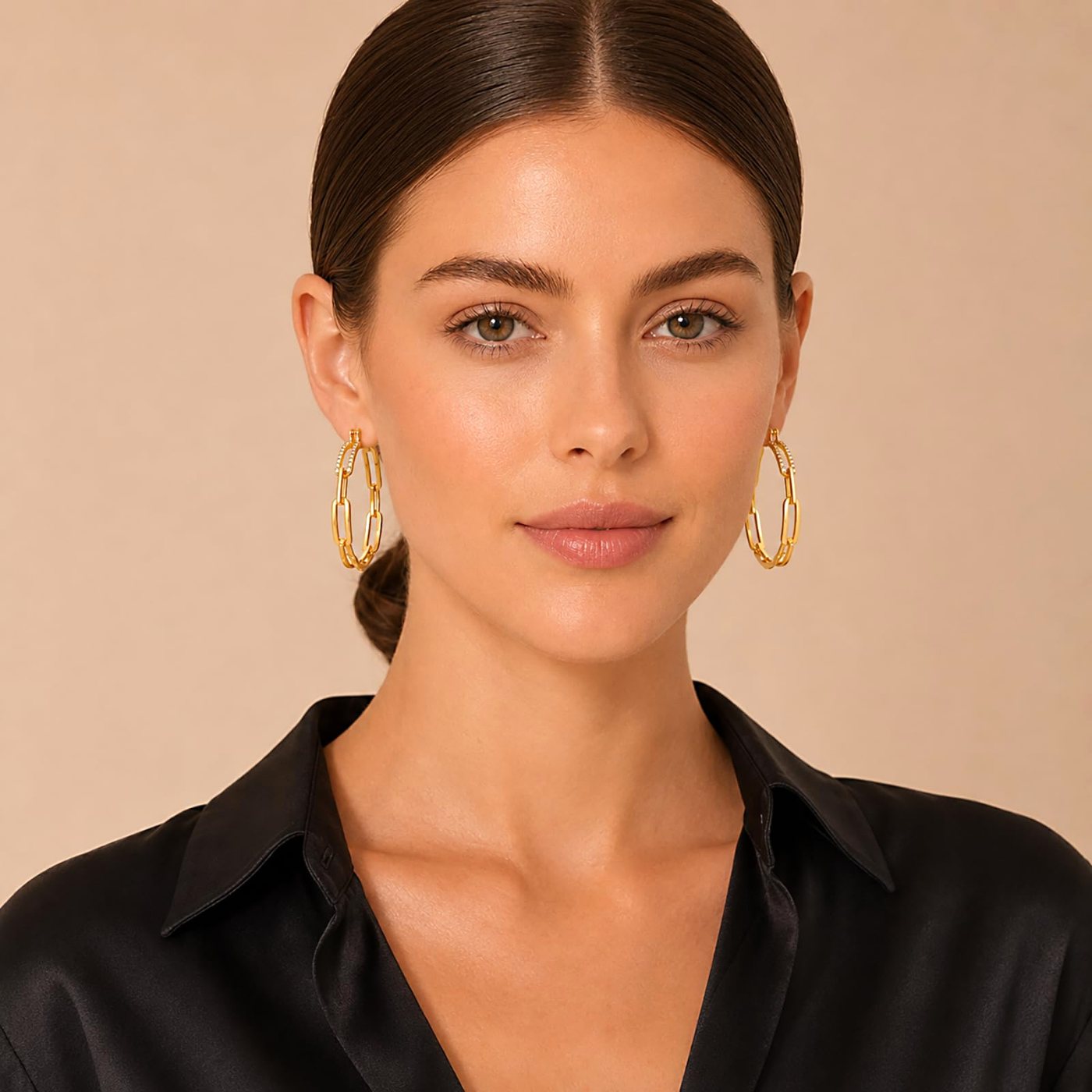 YUJIE Chain Hoop Earrings, second view