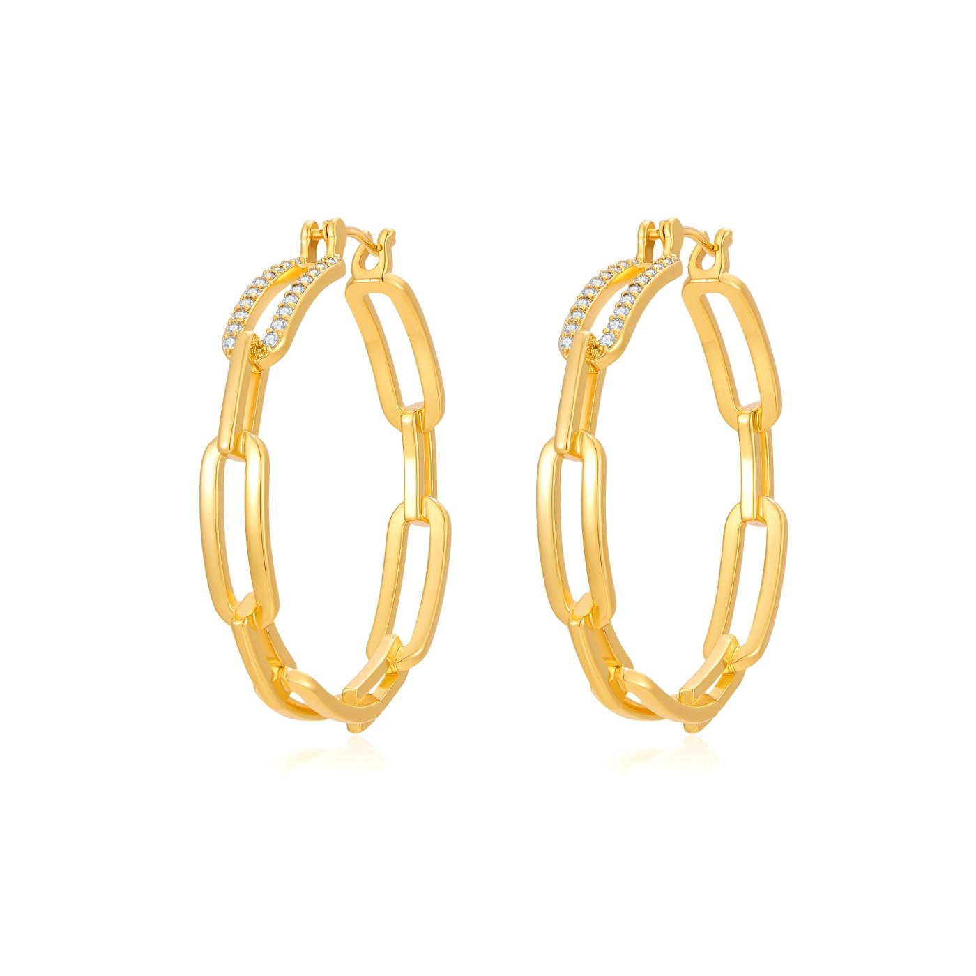 YUJIE Chain Hoop Earrings, gold tone