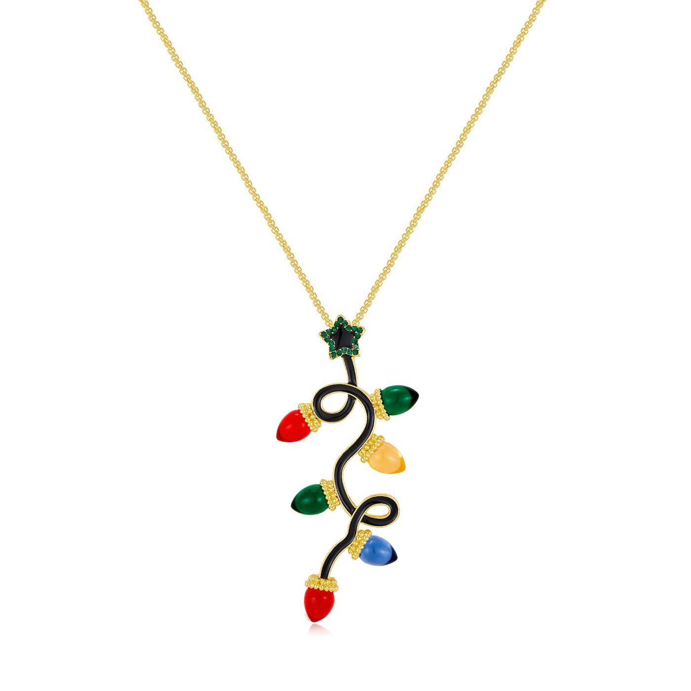 YUJIE Christmas Bulb Pendant Necklace, color