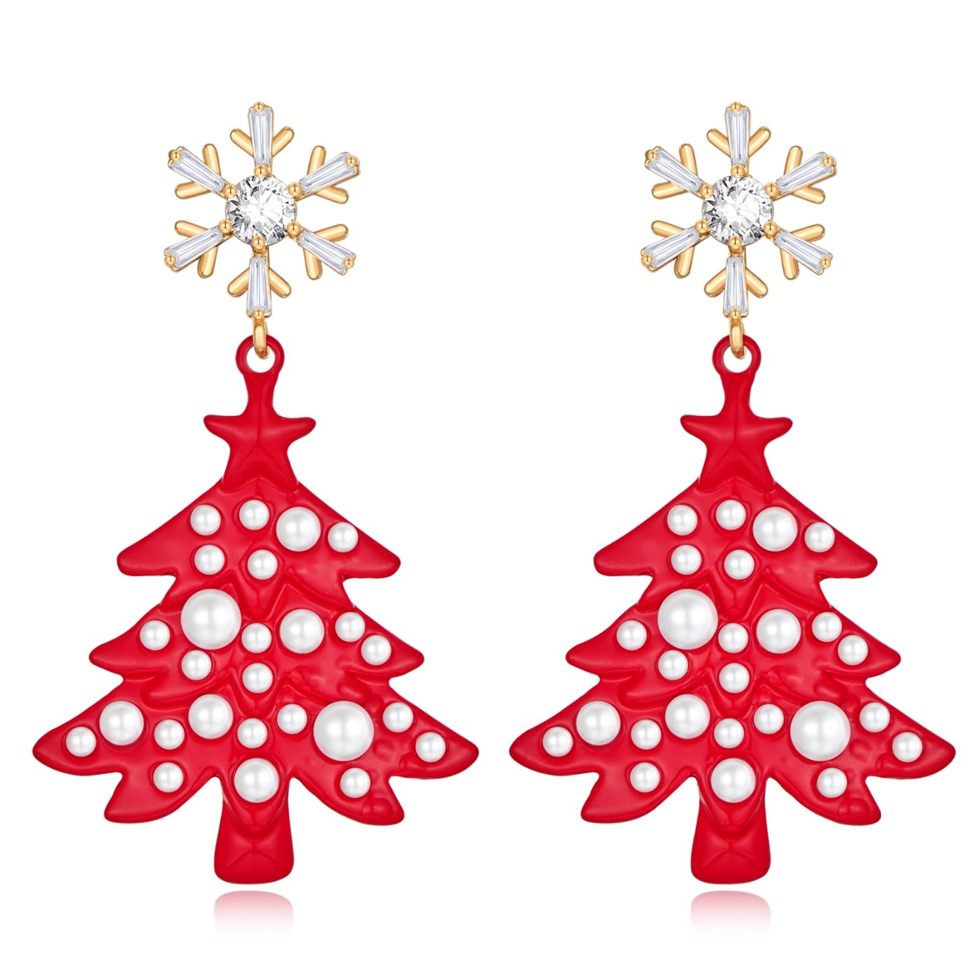 YUJIE Christmas Tree Drop Earrings, Snowflake Topper, color