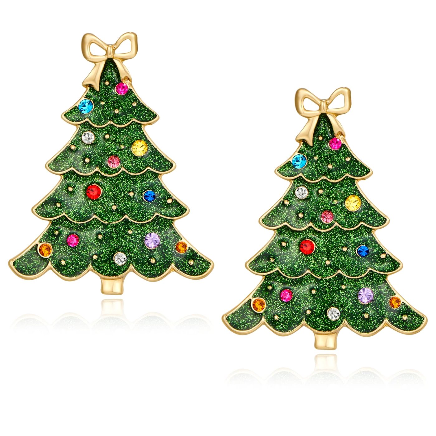 YUJIE Christmas Tree Drop Earrings, Bow Topper, color