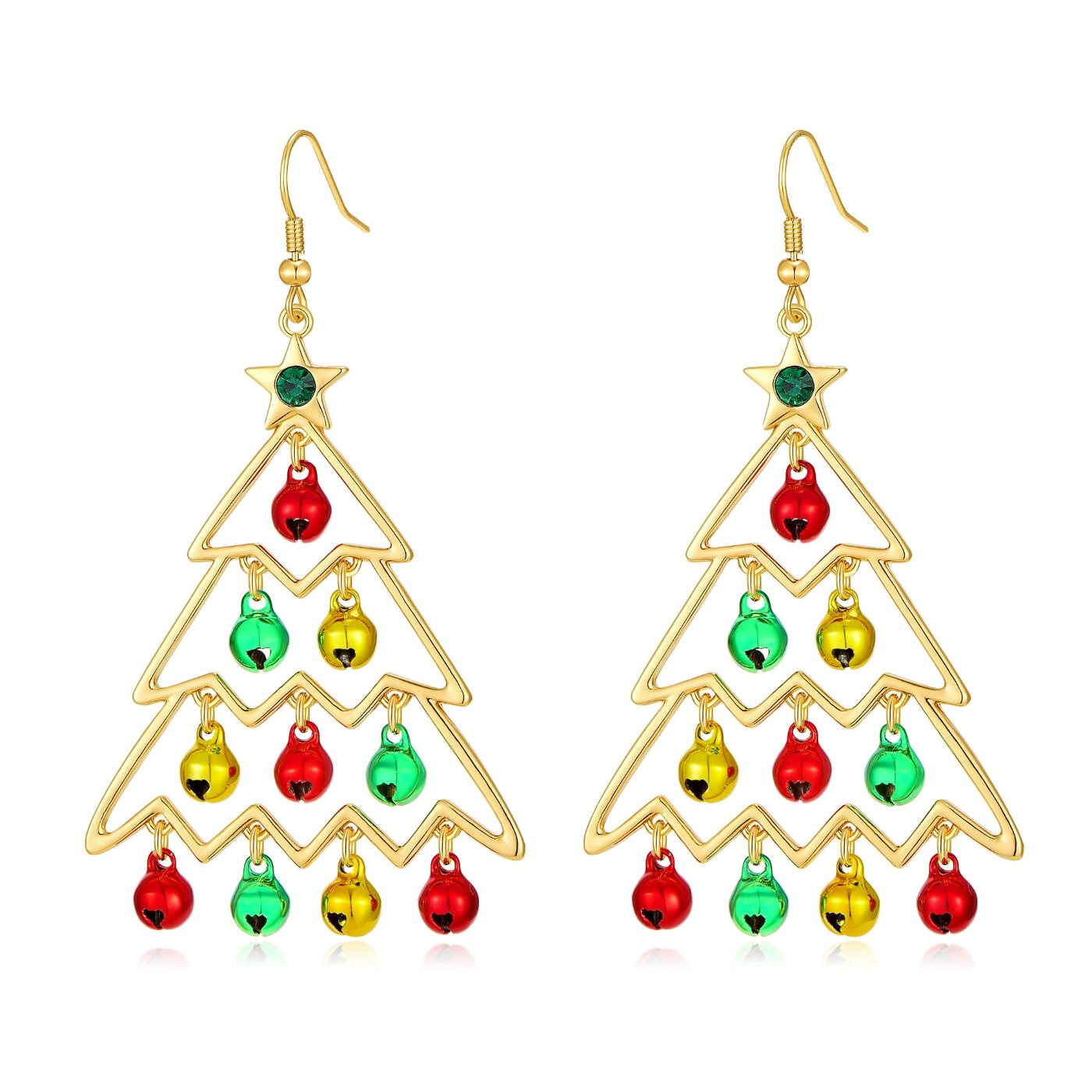 YUJIE Christmas Tree Drop Earrings, Jingle Bells, color