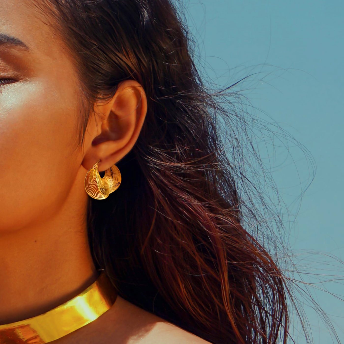 YUJIE Chunky Hoop Earrings, view 3
