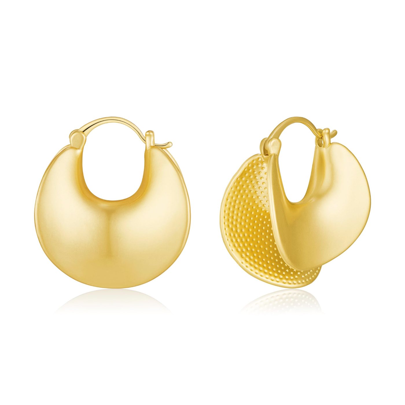 YUJIE Chunky Hoops, Matte Gold, gold tone