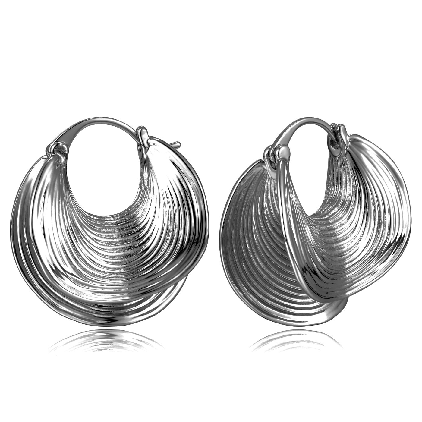 YUJIE Chunky Hoops, Silver Tone, color