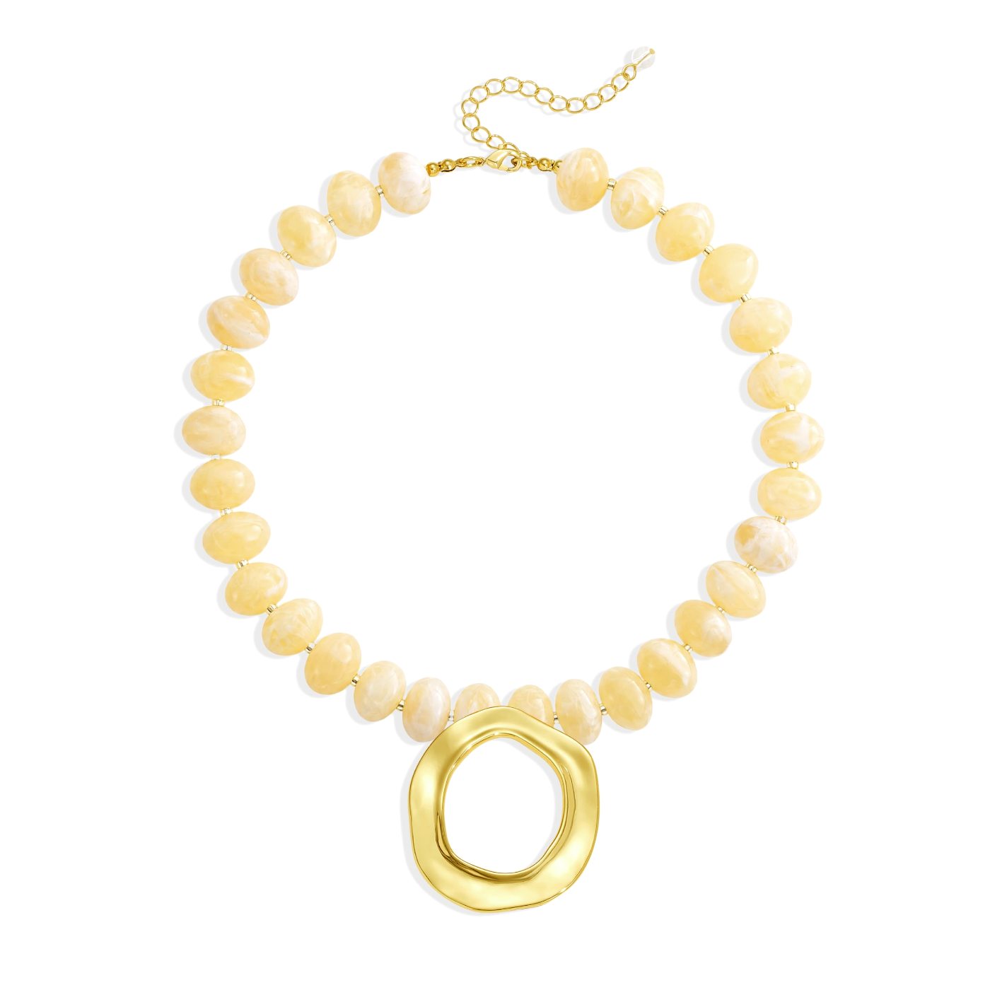 YUJIE Circle Pendant Necklace, Cream Beads, color