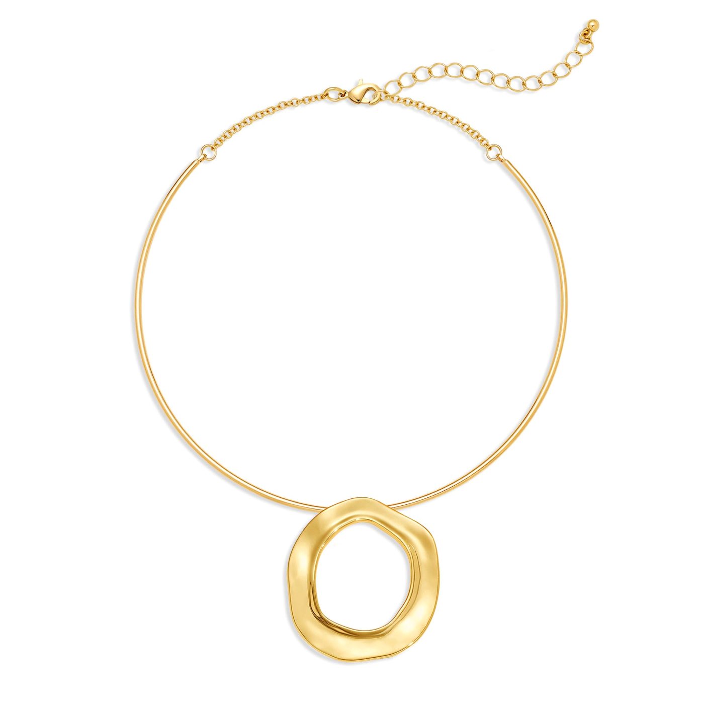 YUJIE Circle Pendant Necklace, Metal Chain, gold tone