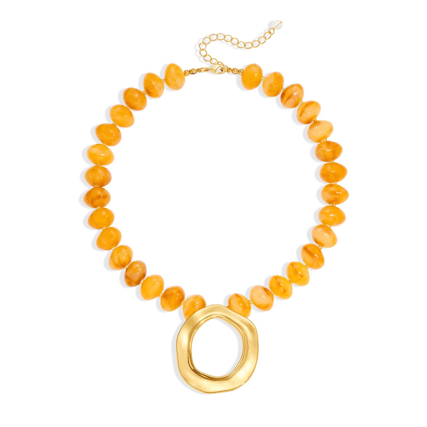YUJIE Circle Pendant Necklace, Orange Beads, color