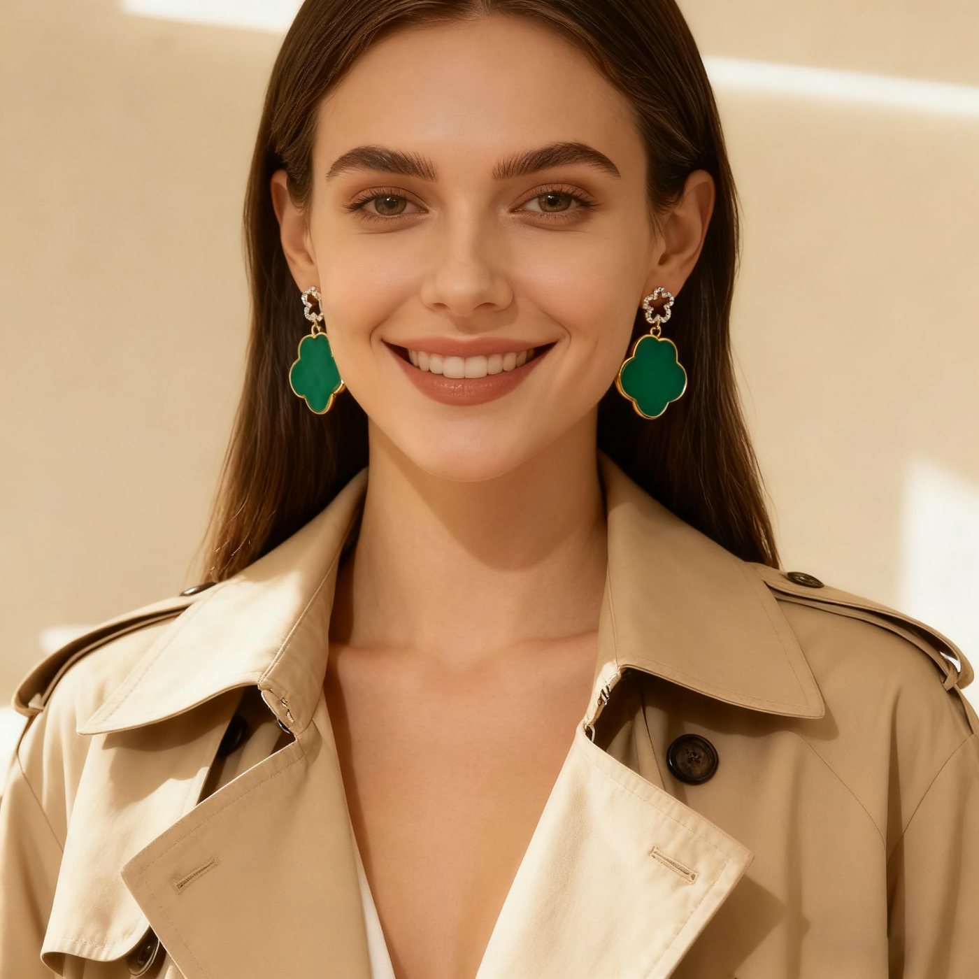 YUJIE Clover Drop Earrings, view 4