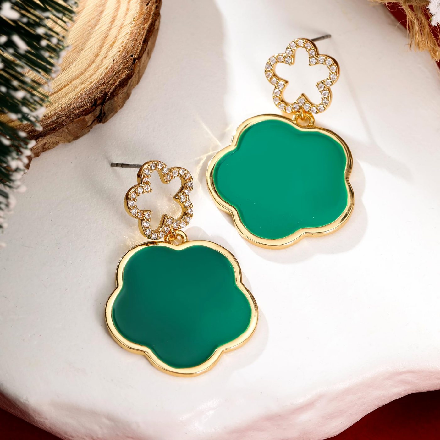 YUJIE Clover Drop Earrings, view 6