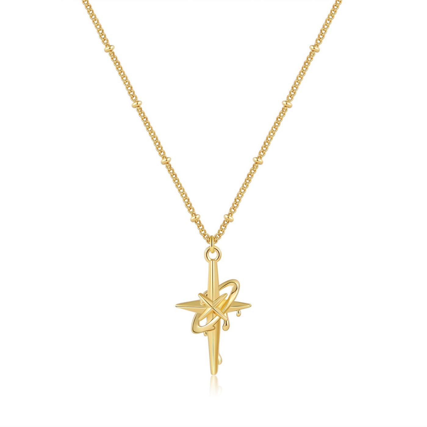 YUJIE Cross Star Pendant Necklace, gold tone