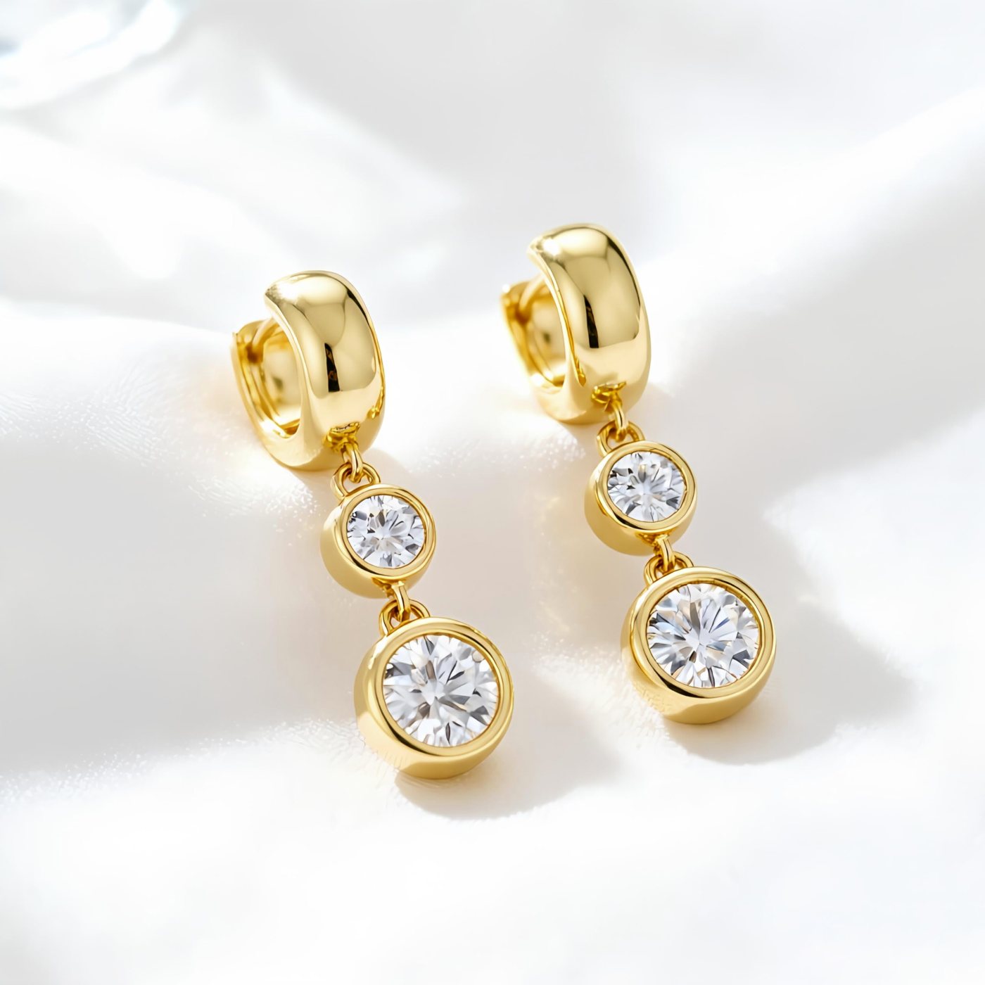 YUJIE Crystal Bezel Huggies, view 5