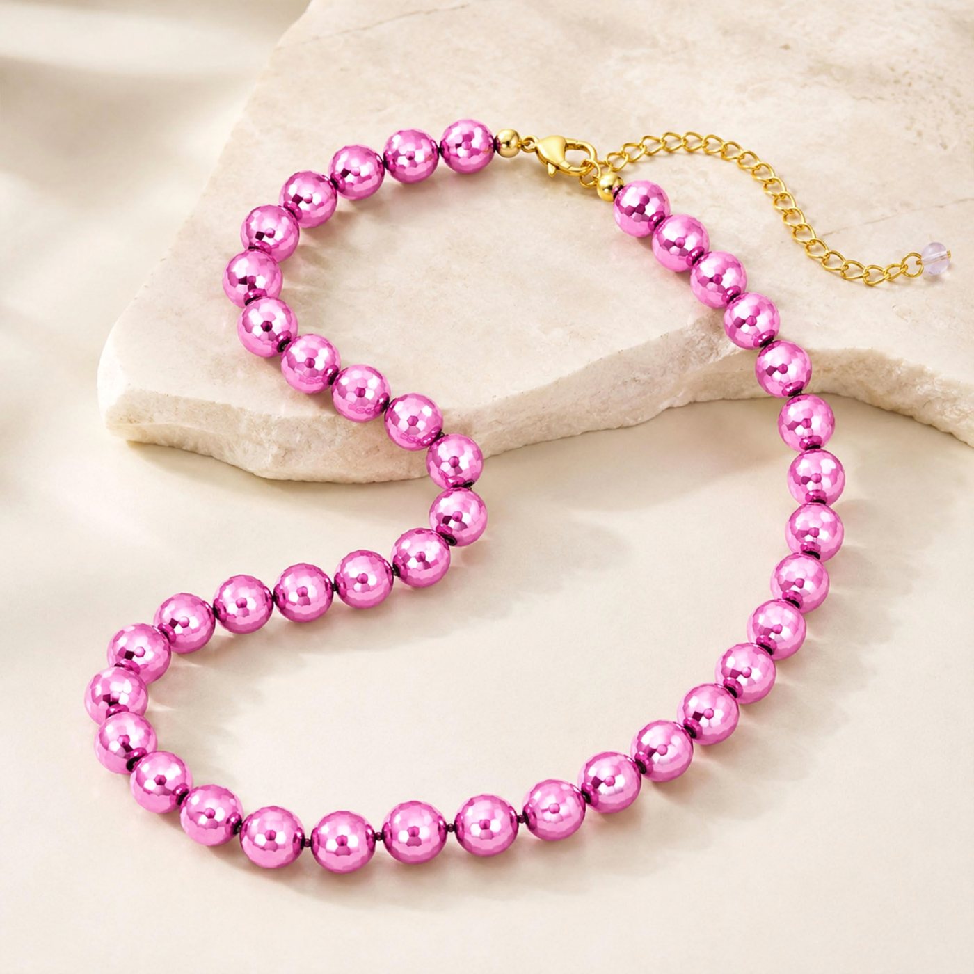 YUJIE Disc Ball Choker, Hot Pink, view 5
