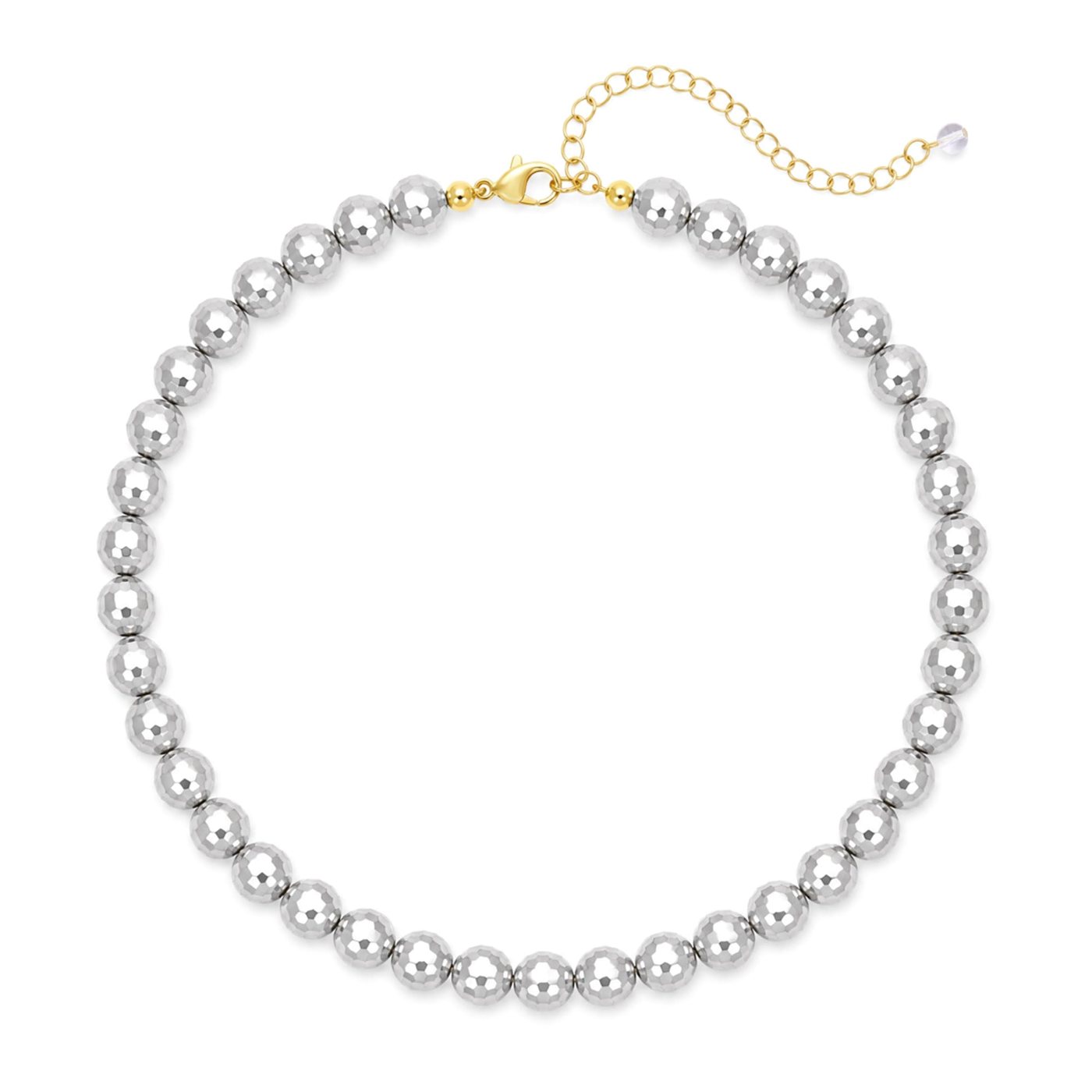 YUJIE Disc Ball Choker, Silver Tone, silver tone