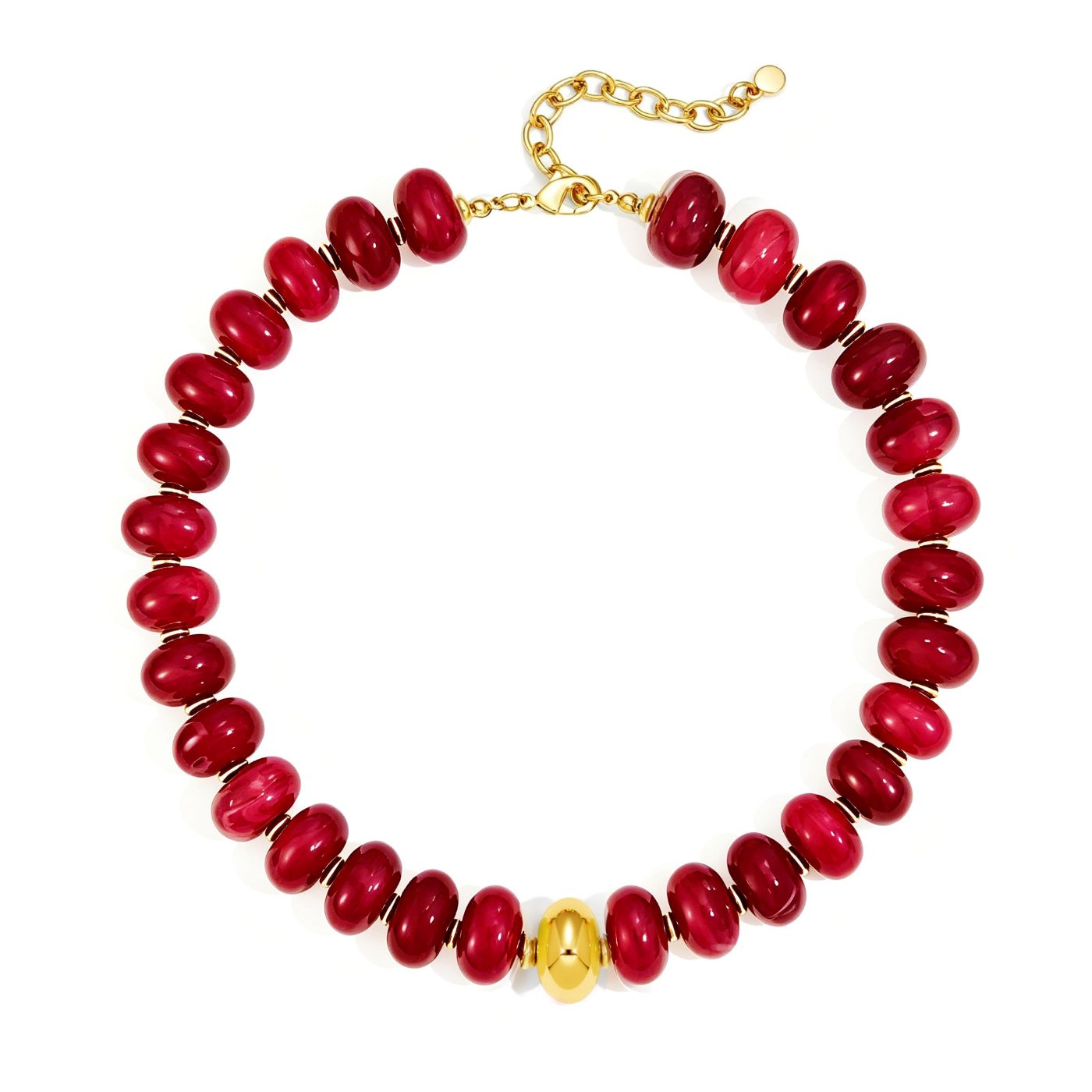 YUJIE Disc Bead Necklace, Red, color