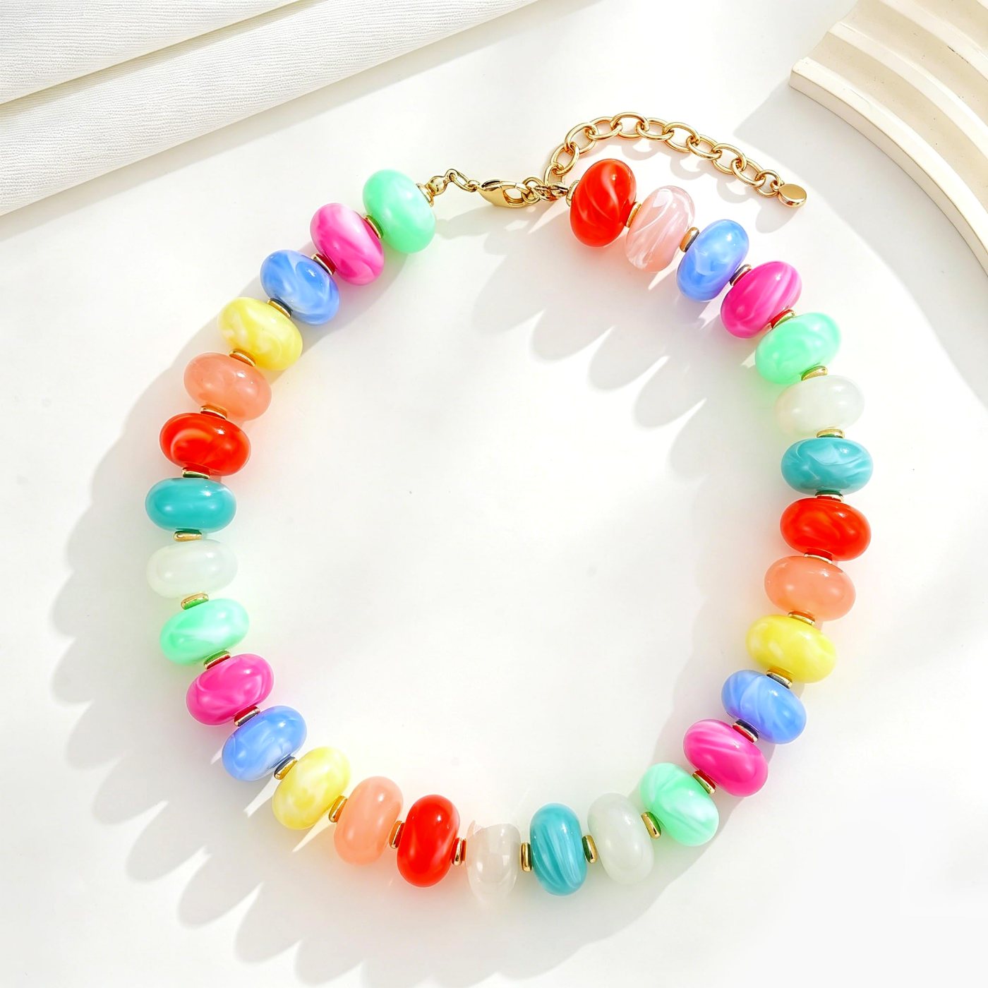 YUJIE Disc Bead Necklace, Multicolor, view 5