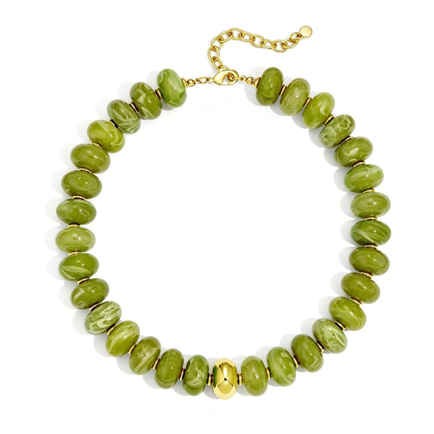YUJIE Disc Bead Necklace, Olive Green, color