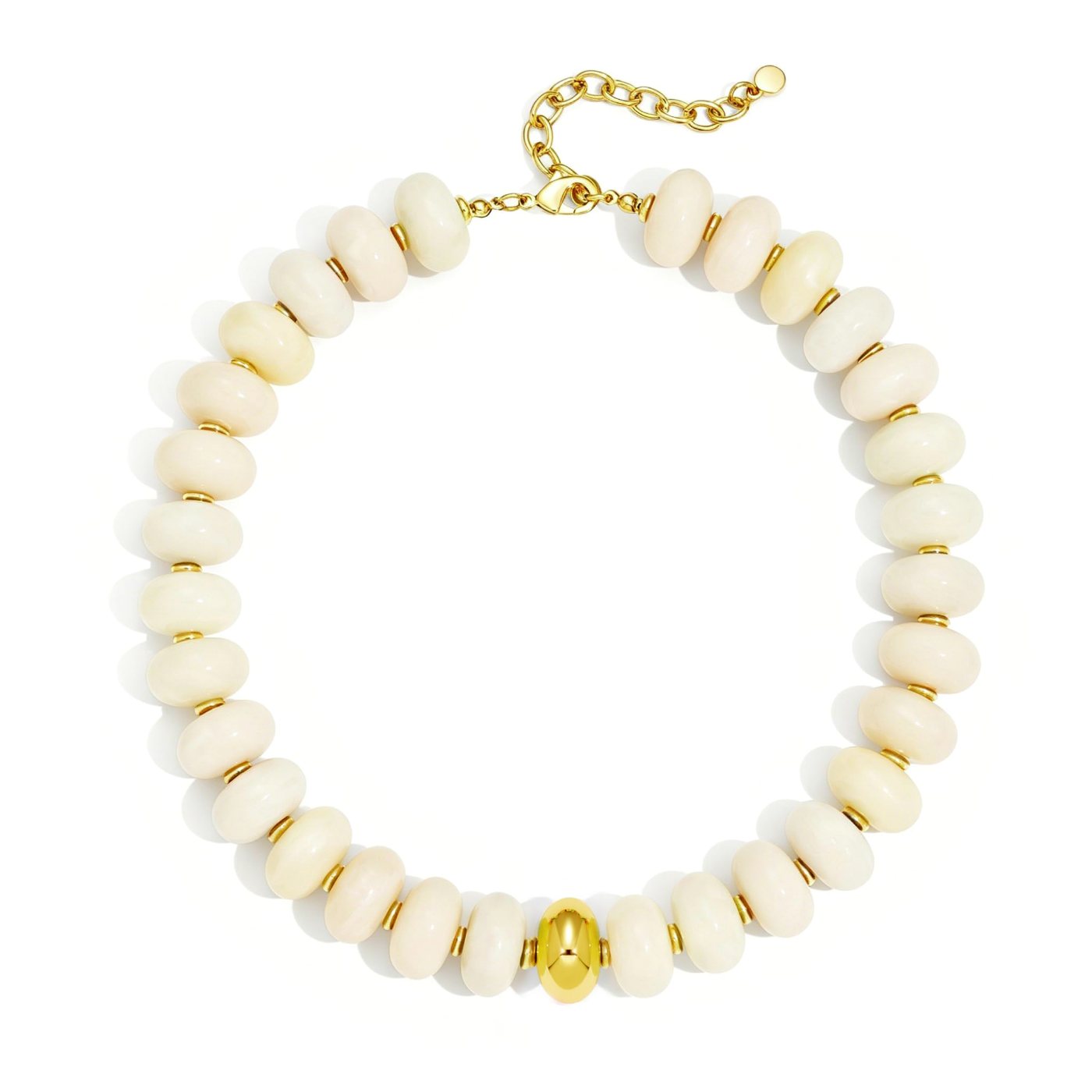 YUJIE Disc Bead Necklace, White, color