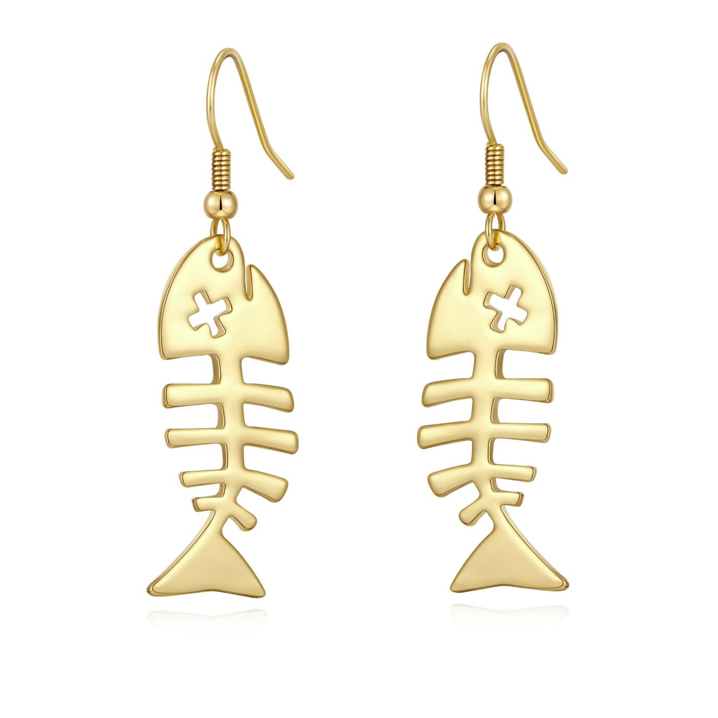 YUJIE Fish Bone Drop Earrings, gold tone