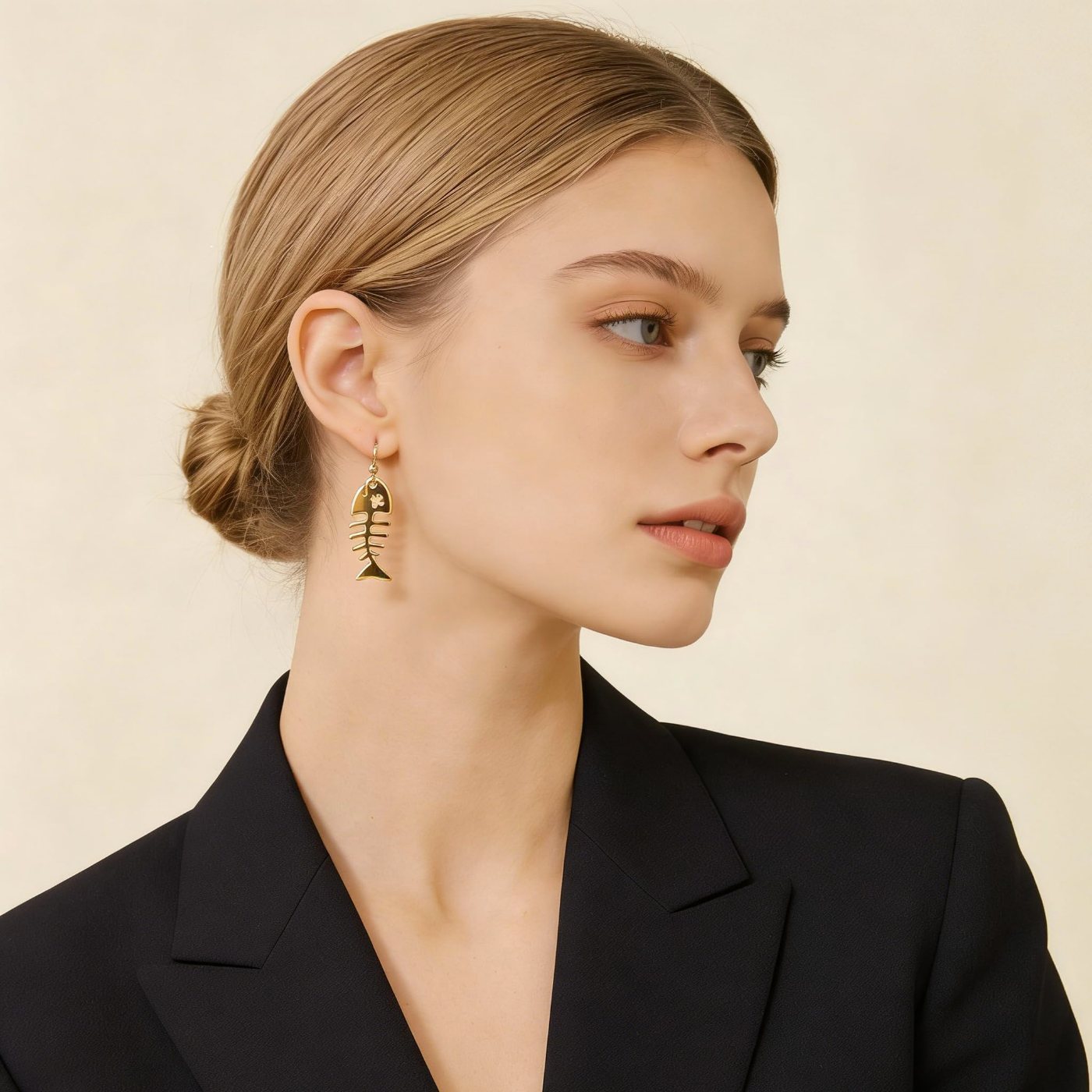YUJIE Fish Bone Drop Earrings, view 3