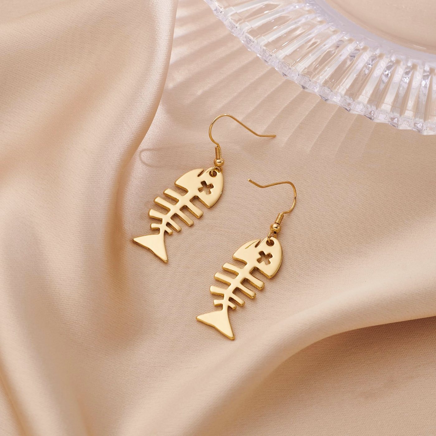 YUJIE Fish Bone Drop Earrings, view 6