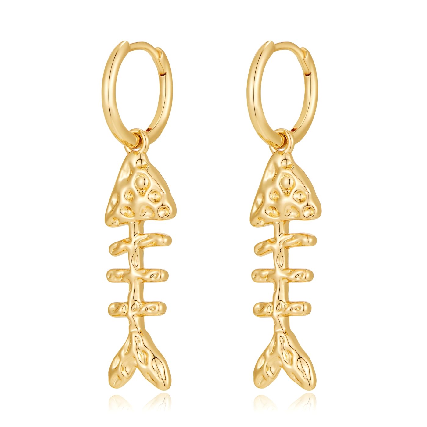 YUJIE Fish Bone Huggies, gold tone