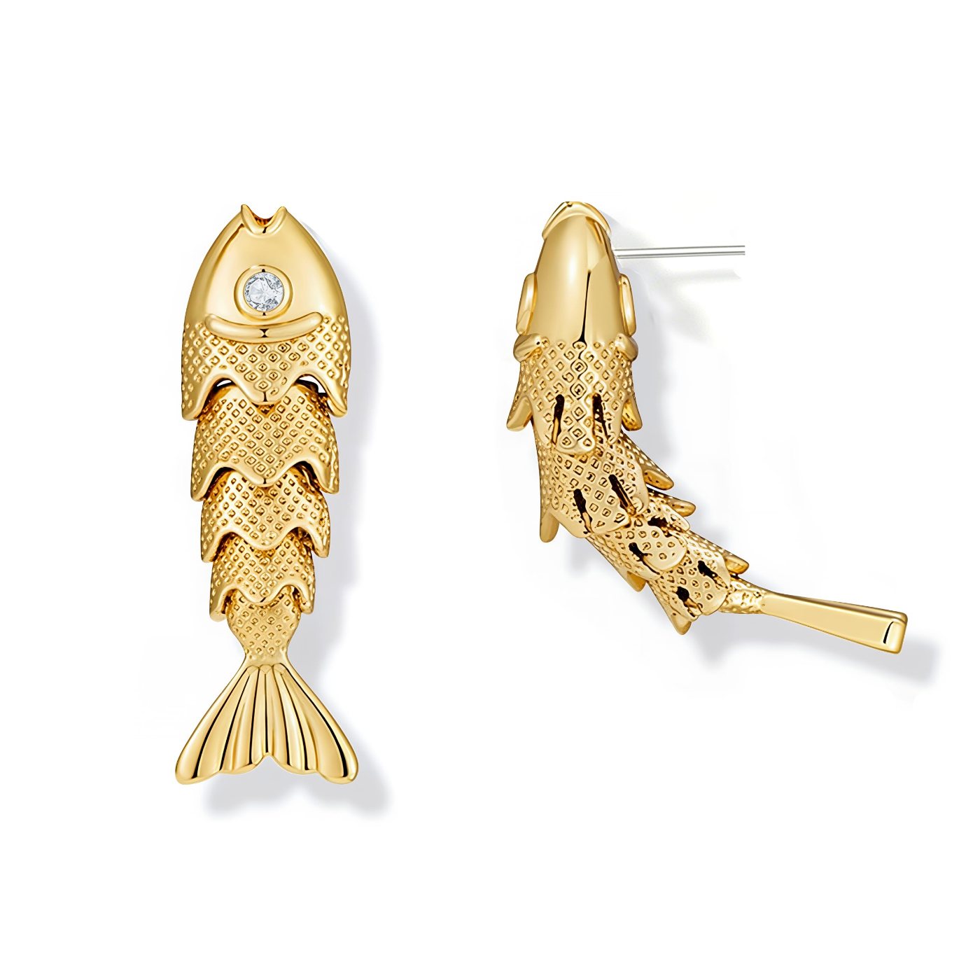 YUJIE Fish Drop Earrings, gold tone