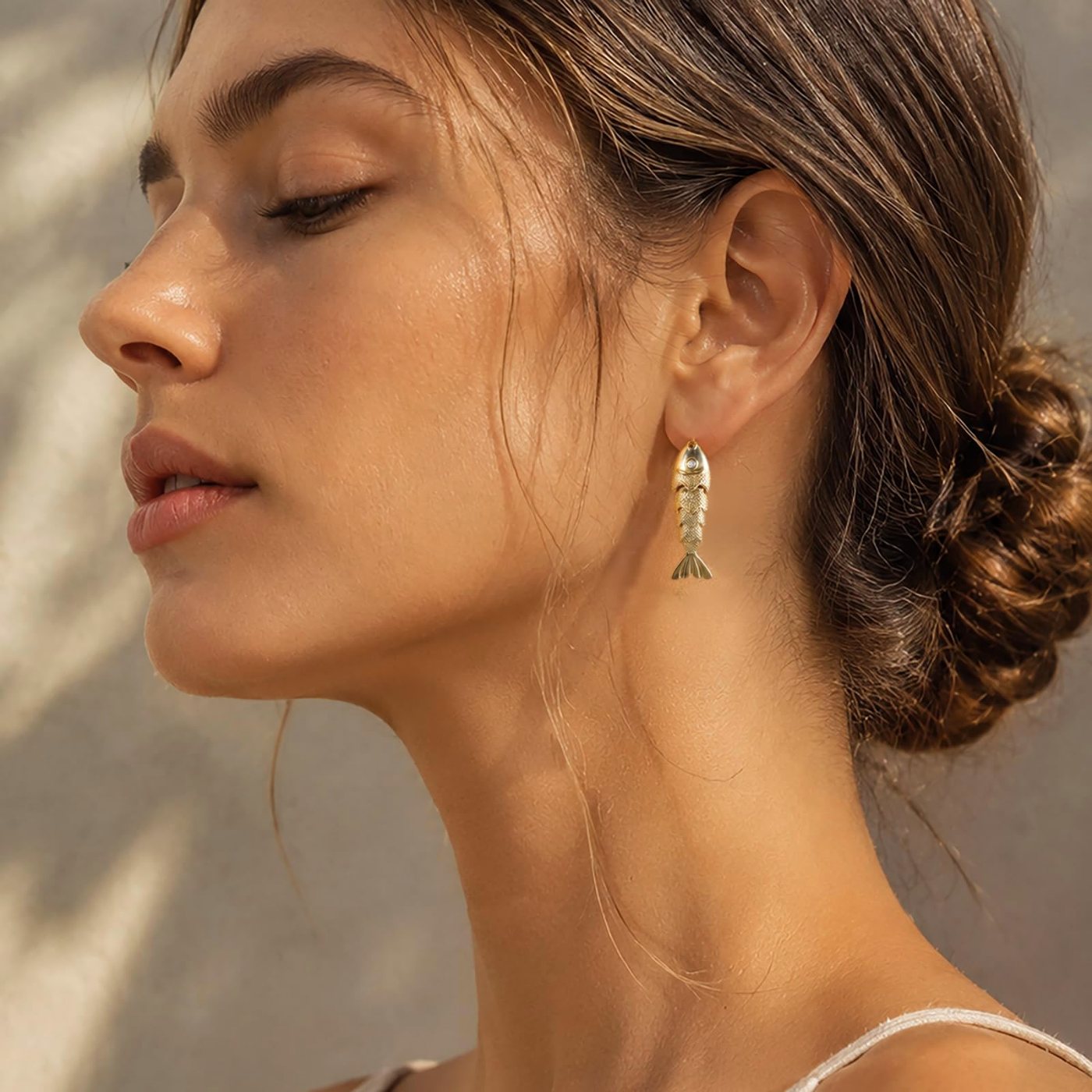 YUJIE Fish Earrings and Necklace, second view