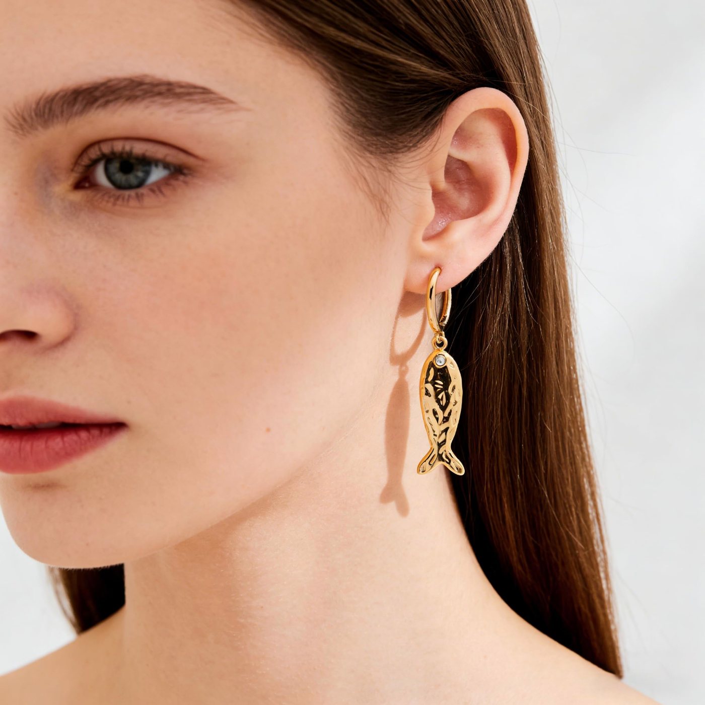 YUJIE Fish Hoop Earrings, second view
