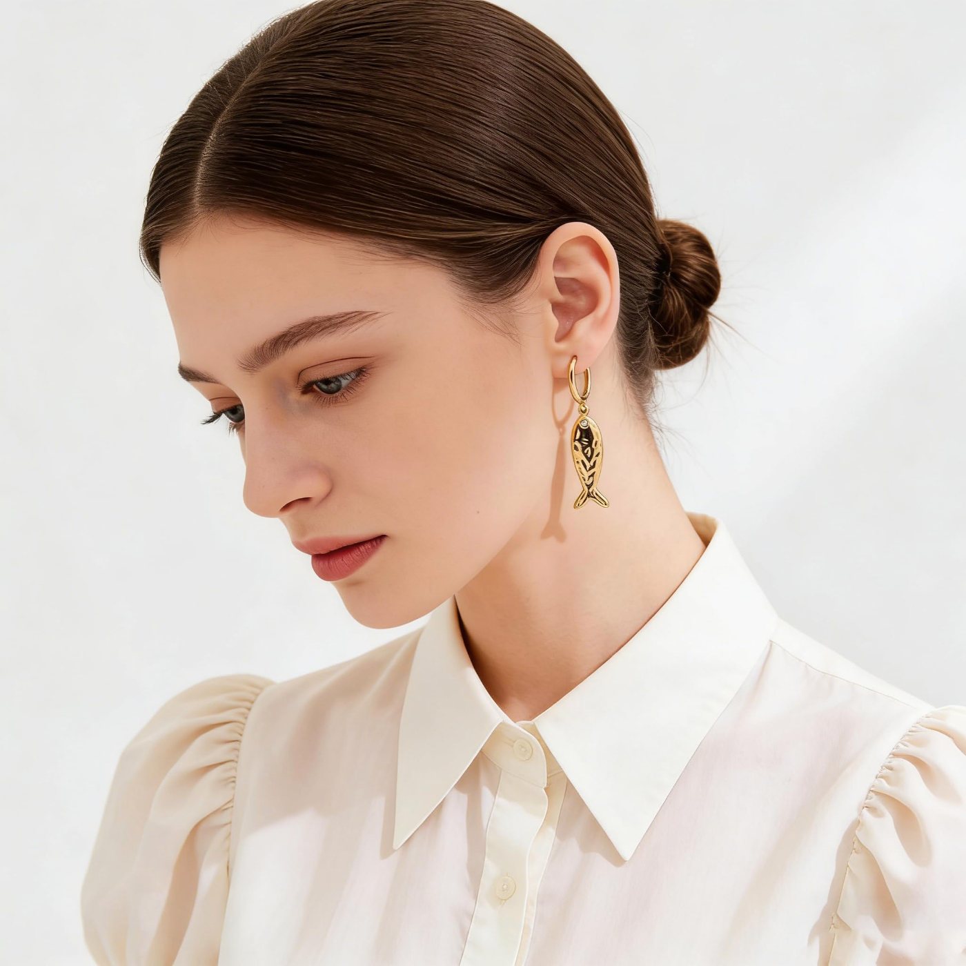 YUJIE Fish Hoop Earrings, view 4