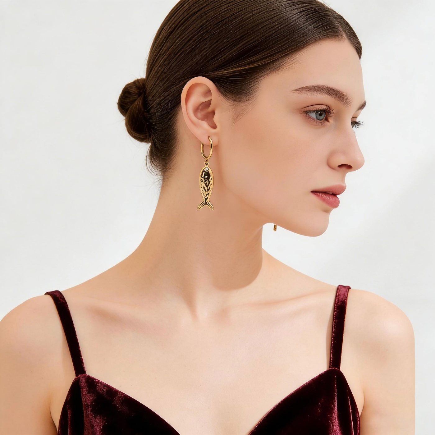 YUJIE Fish Hoop Earrings, view 5