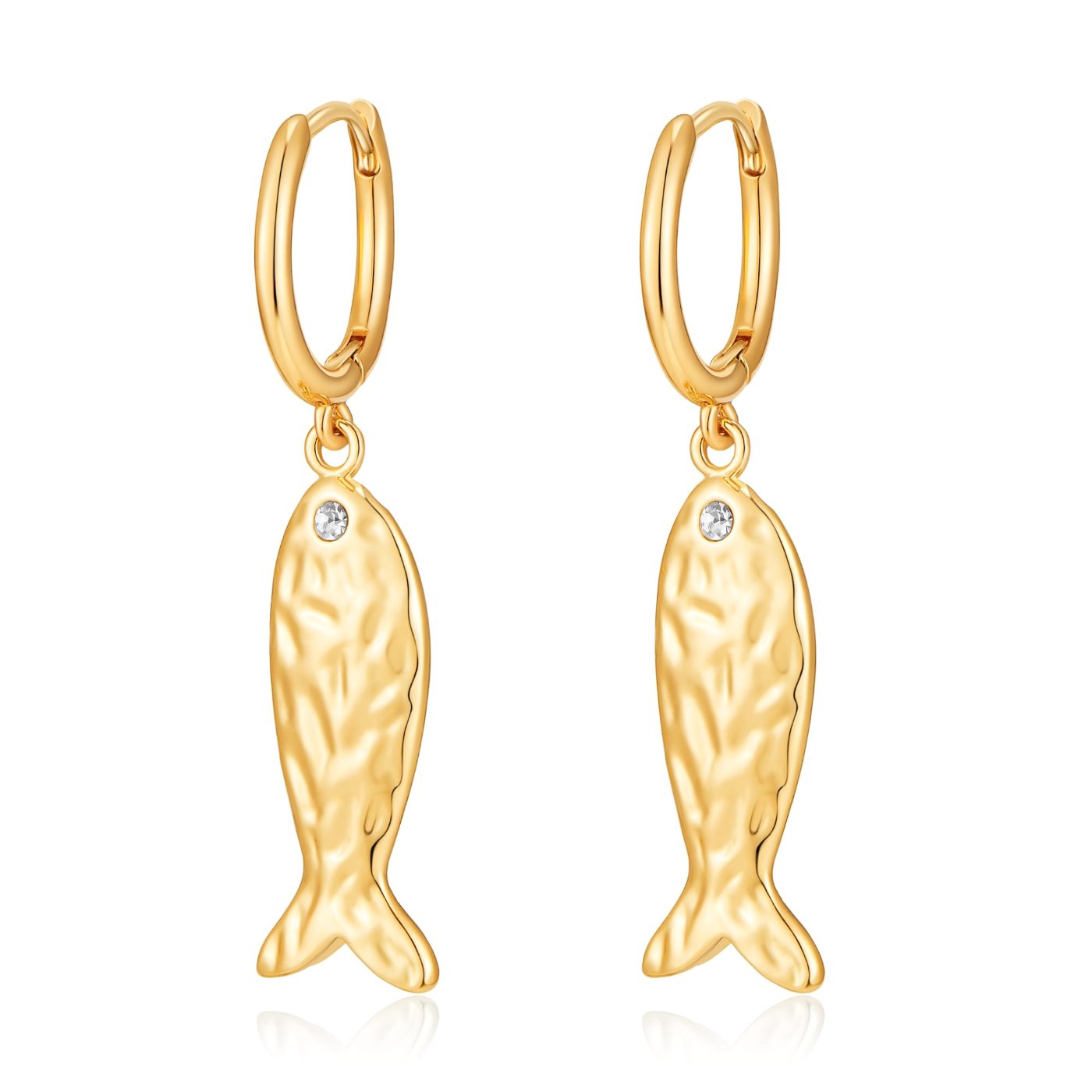 YUJIE Fish Hoop Earrings, gold tone