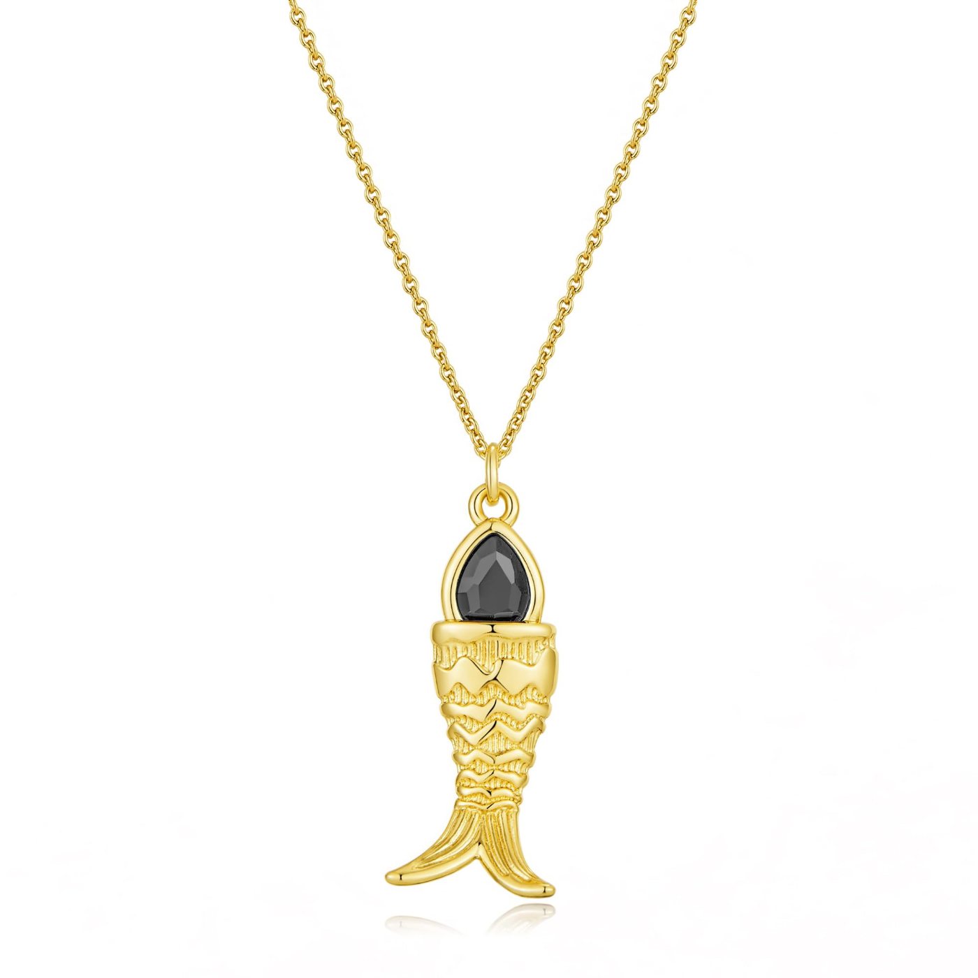 YUJIE Fish Pendant Necklace, Black Stone, color