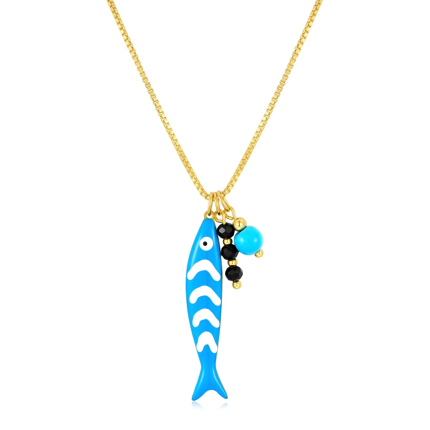 YUJIE Fish Pendant Necklace, Blue Enamel, color