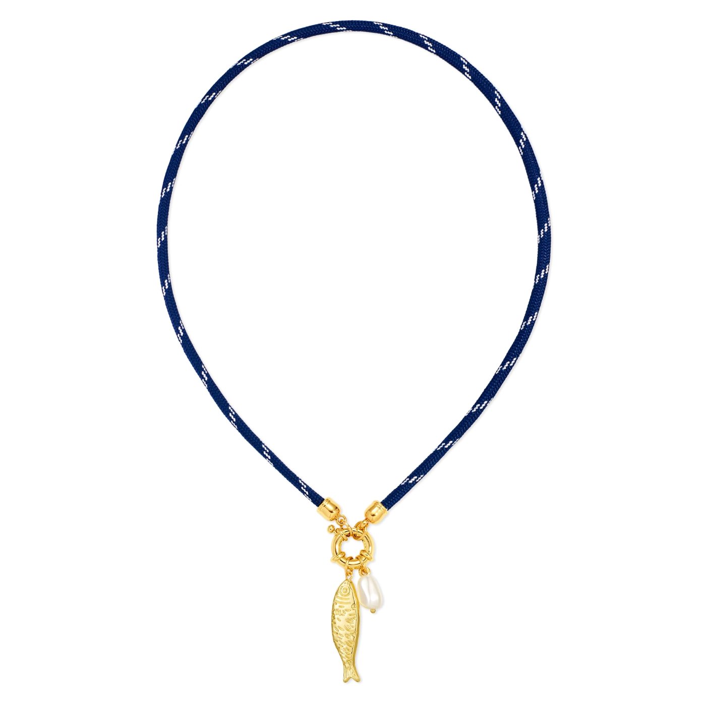 YUJIE Fish Pendant Necklace, Navy Rope Pearl, color