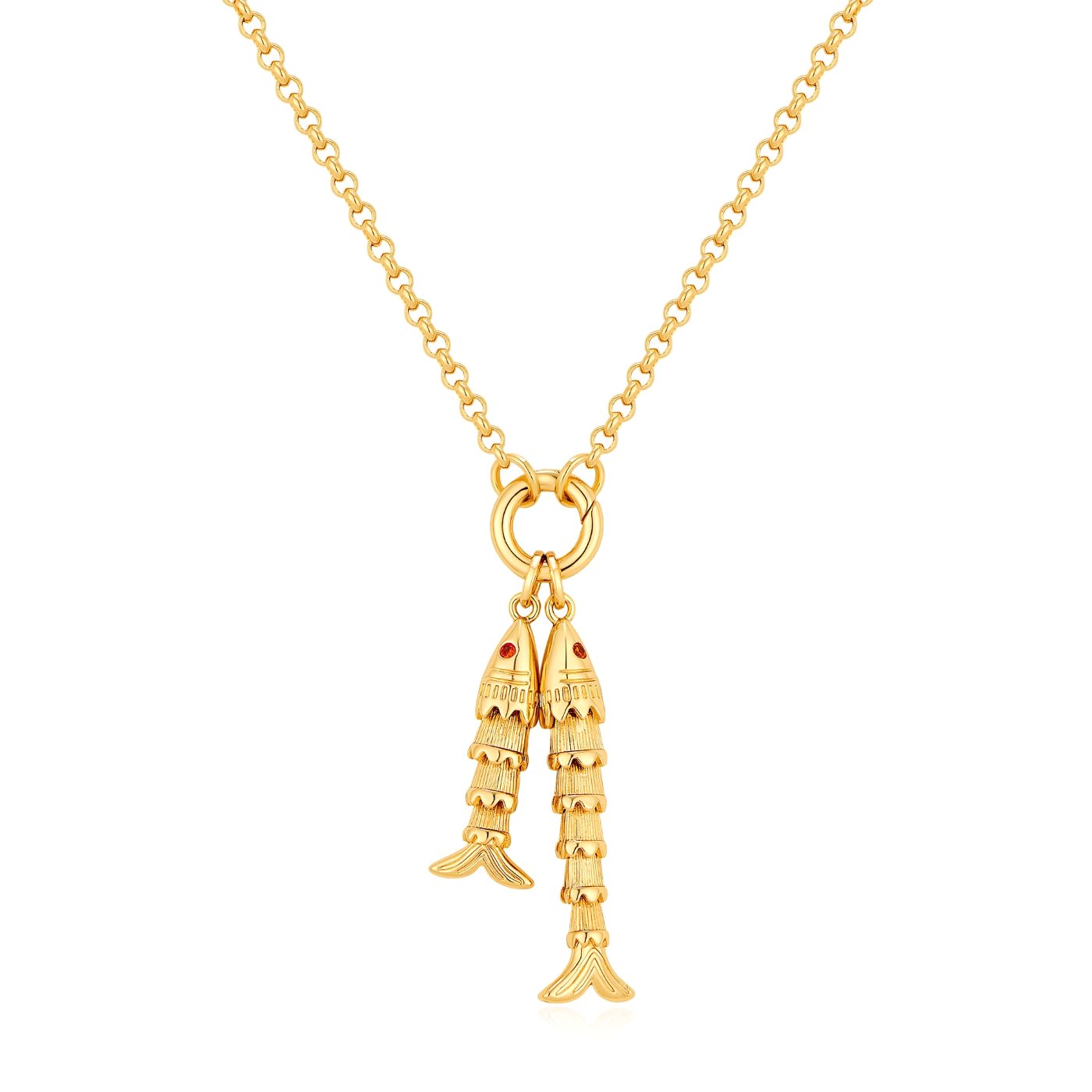 YUJIE Fish Pendant Necklace, Two Fish, color