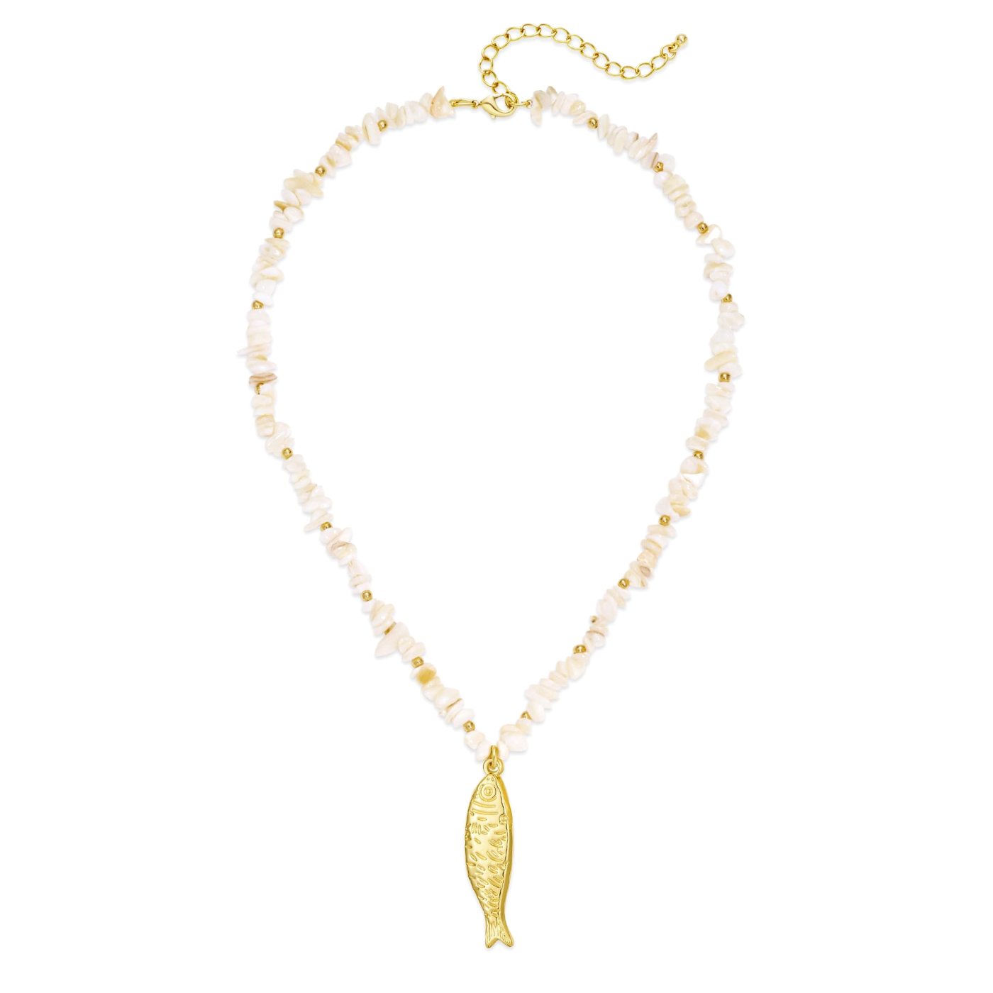 YUJIE Fish Pendant Necklace, Seashell Beaded, color