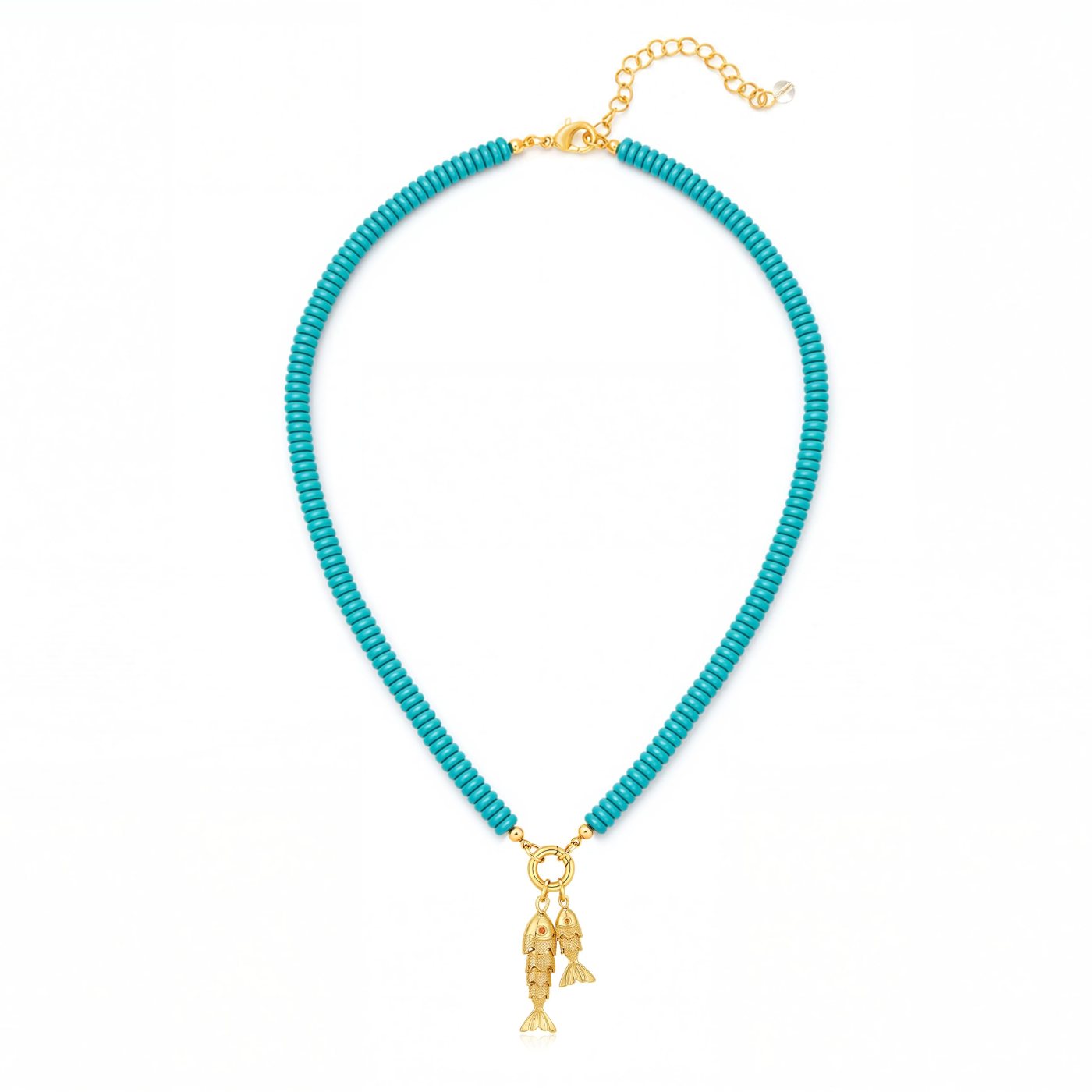 YUJIE Fish Pendant Necklace, Turquoise Bead, color