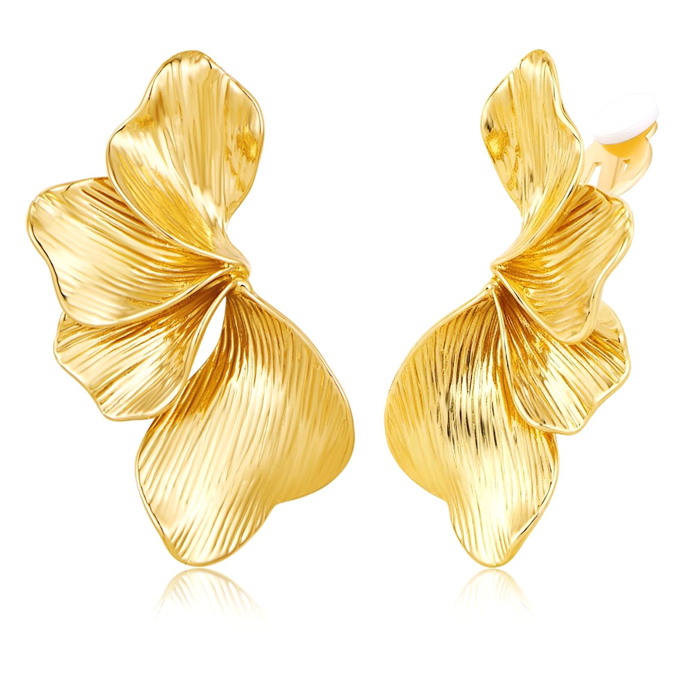 YUJIE Flower Clip-On Earrings, gold tone