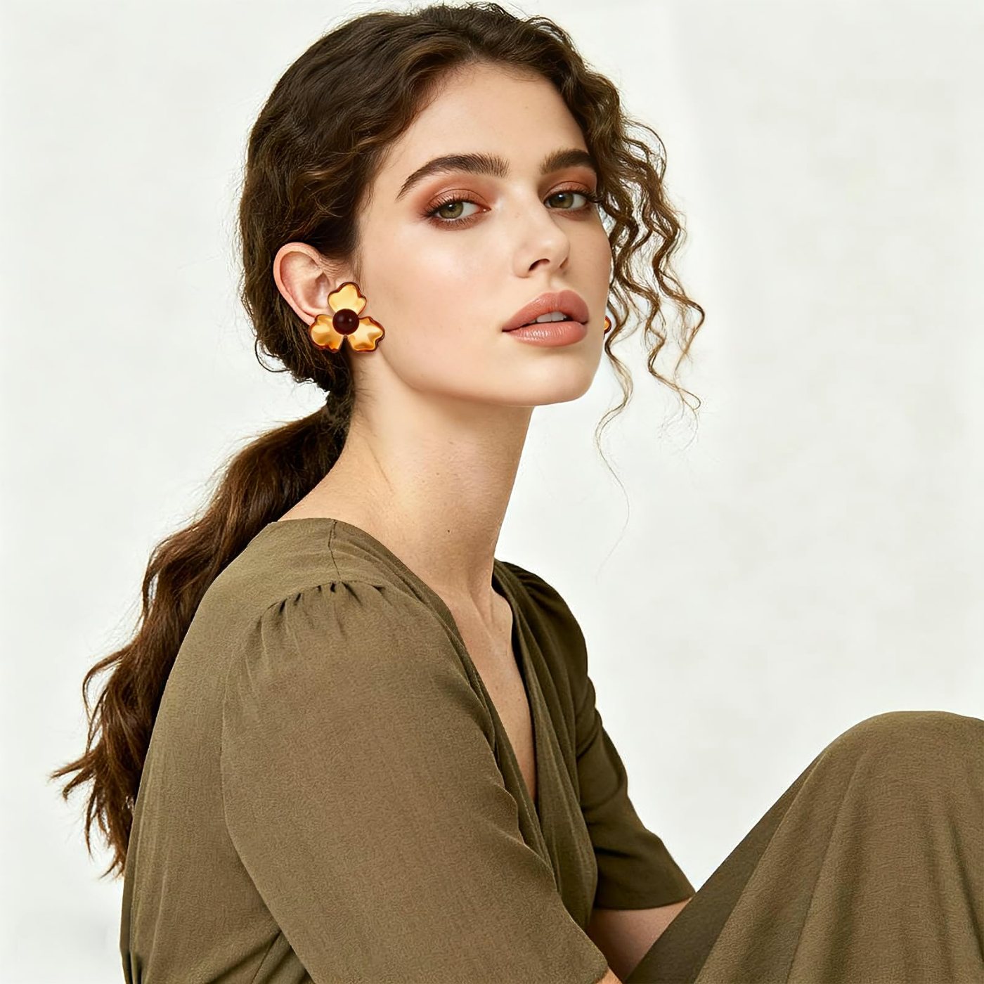 YUJIE Flower Cluster Earrings, view 3