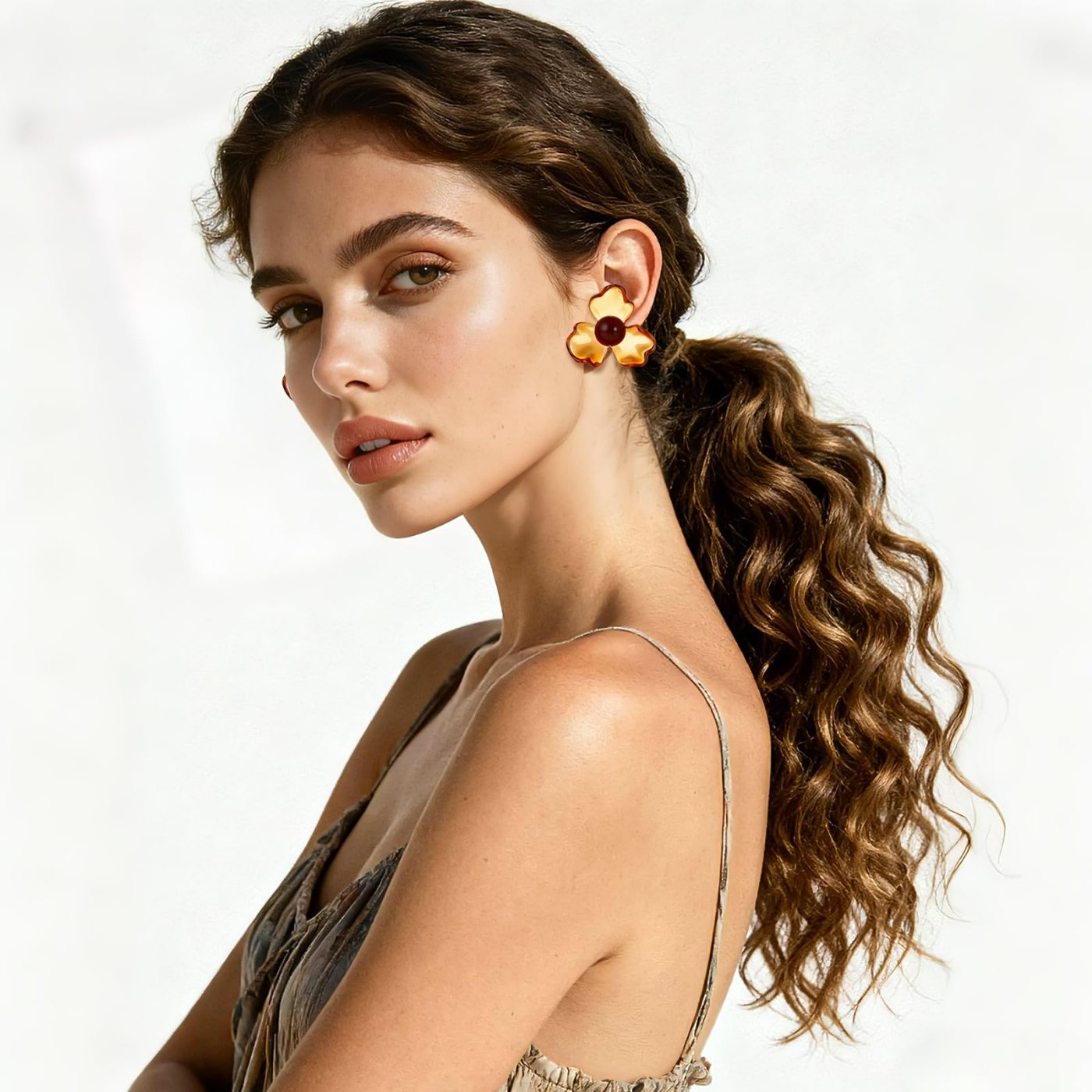 YUJIE Flower Cluster Earrings, view 4