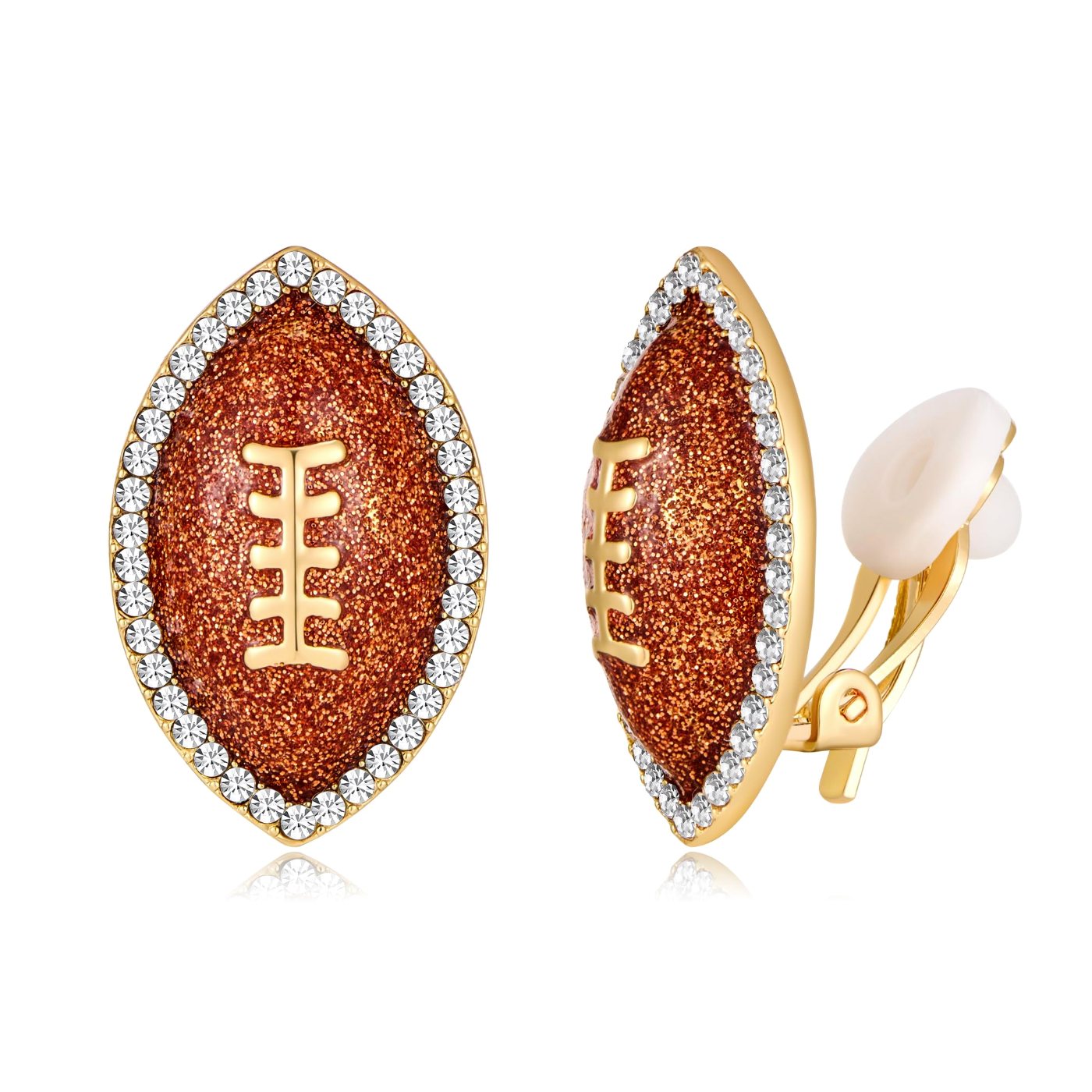 YUJIE Football Clip-On Earrings, color