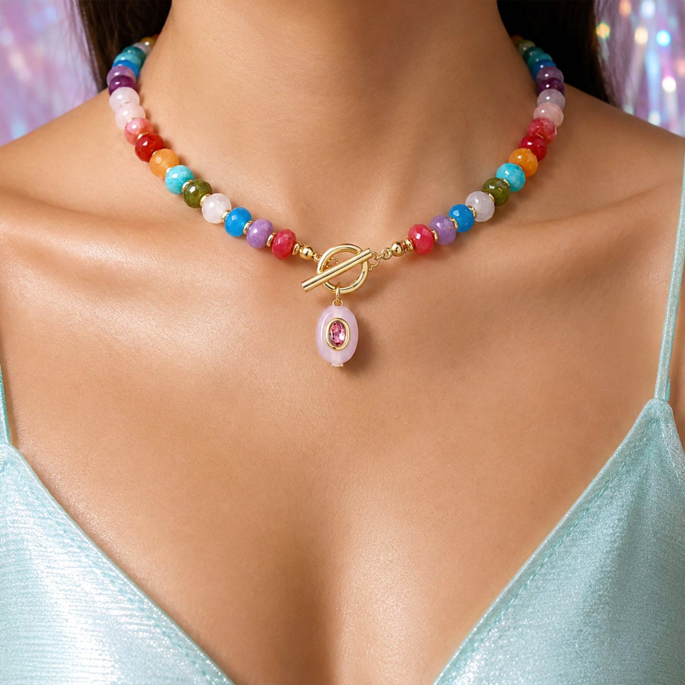 YUJIE Gemstone Pendant Necklace, second view