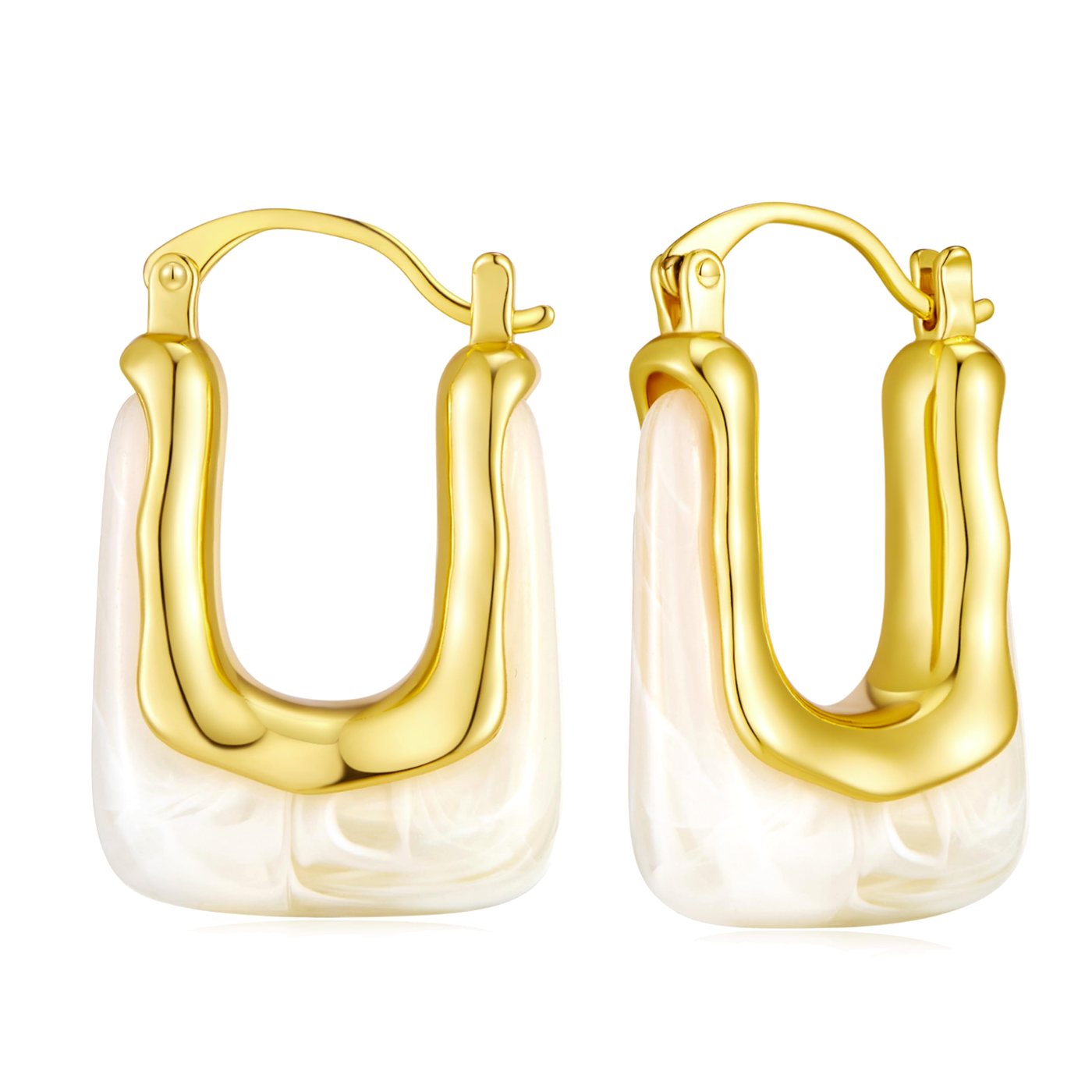 YUJIE Geometric Hoop Earrings, White Acrylic, color