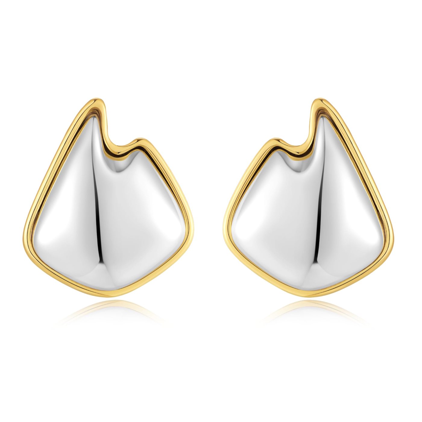 YUJIE Geometric Stud Earrings, gold and silver