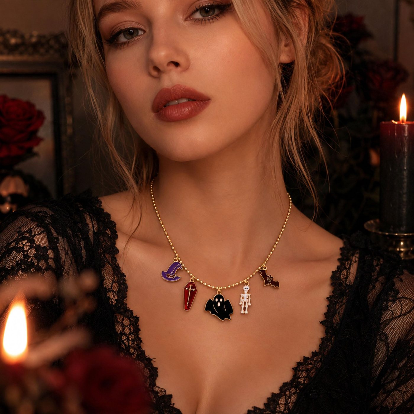 YUJIE Halloween Charm Necklace, second view