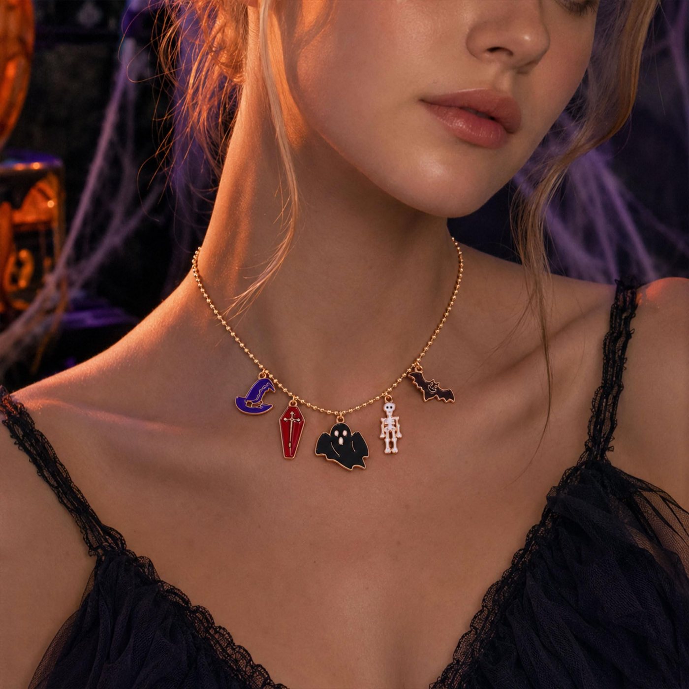 YUJIE Halloween Charm Necklace, view 3